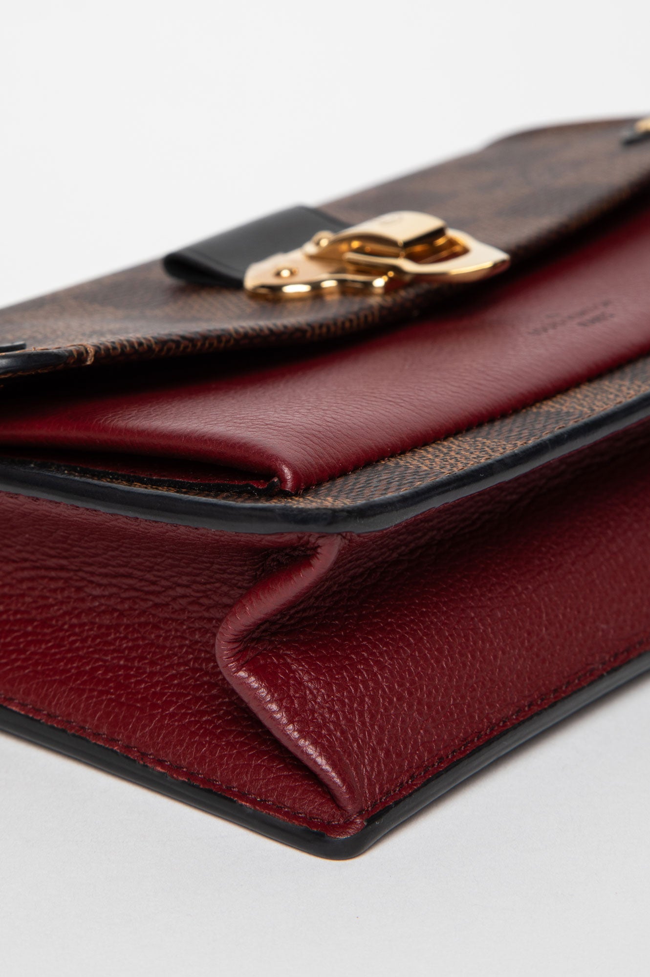 Louis Vuitton Burgundy Damier Ebene Vavin Chain Wallet