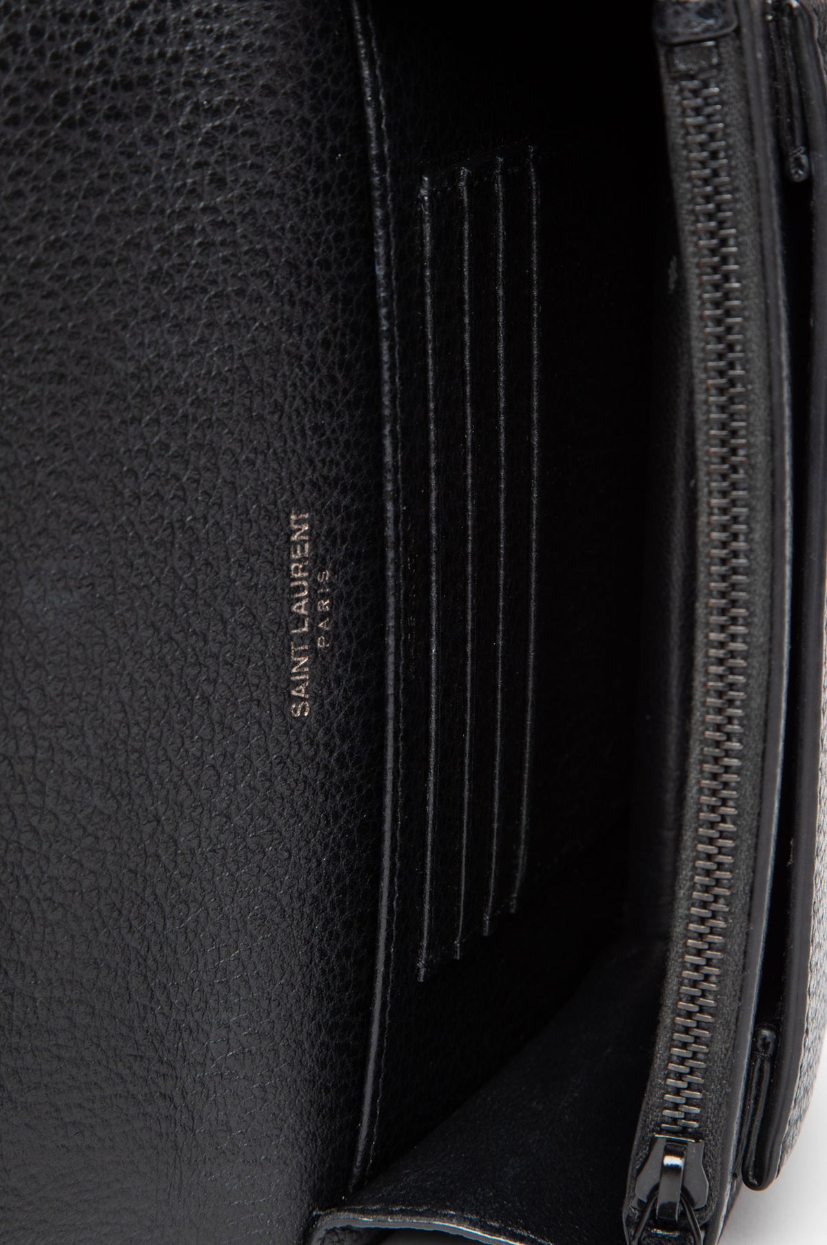 Saint Laurent Black on Black Grained Calfskin Small Sunset Crossbody Bag