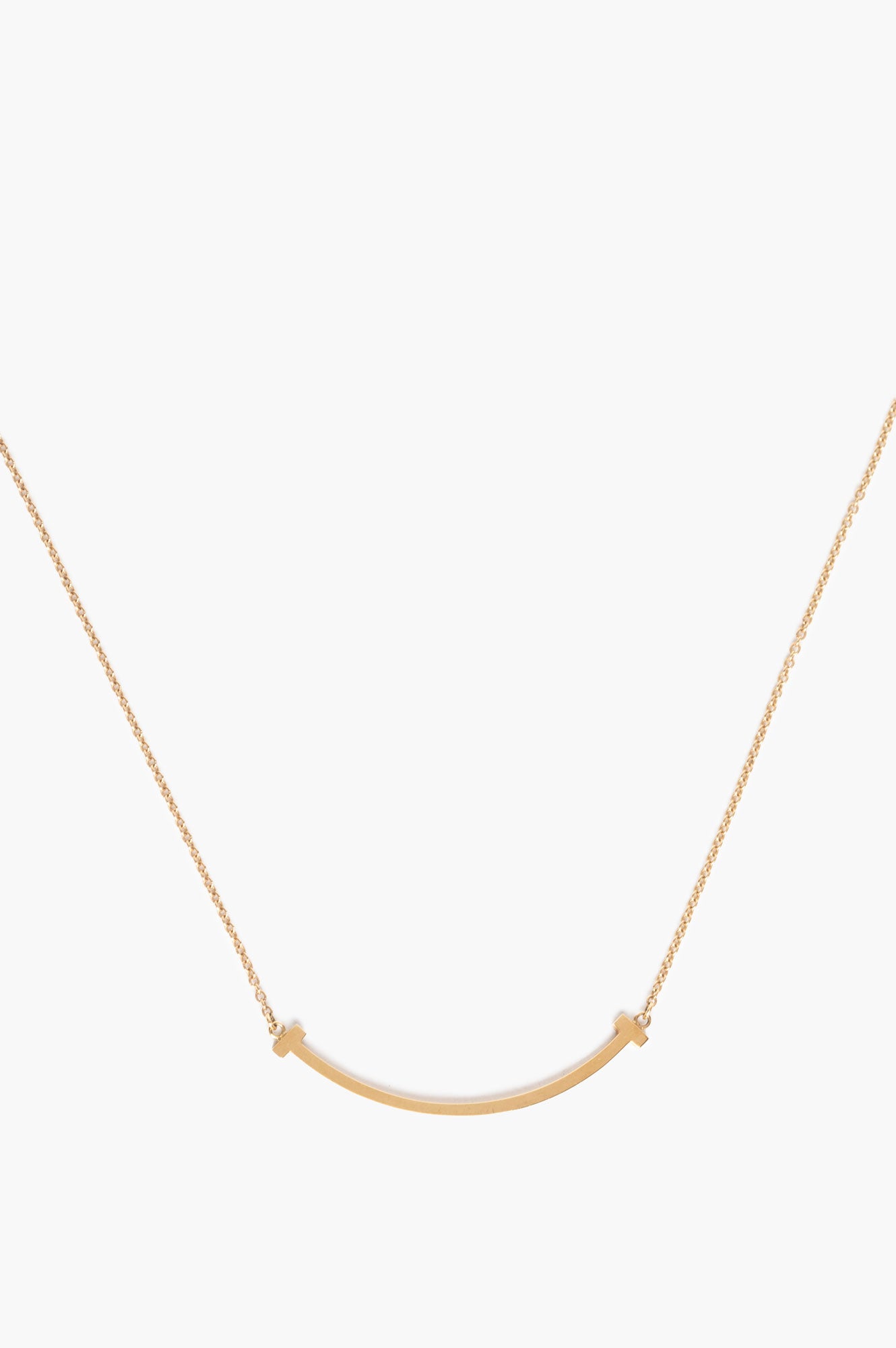 Tiffany & Co. 18k Gold Small T Smile Necklace
