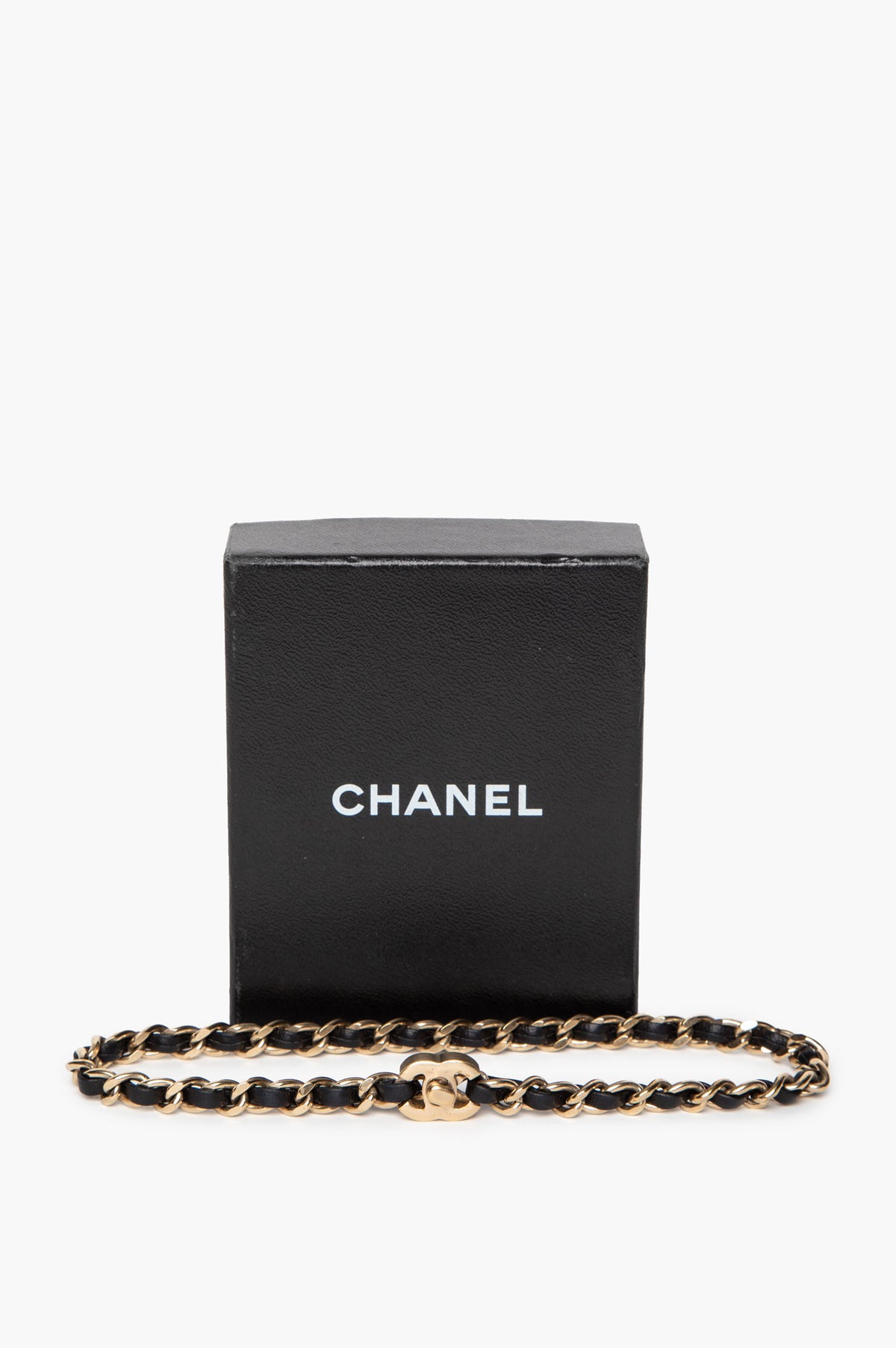 Chanel B13 C Gold Tone CC Turn Lock Leather Chain Choker