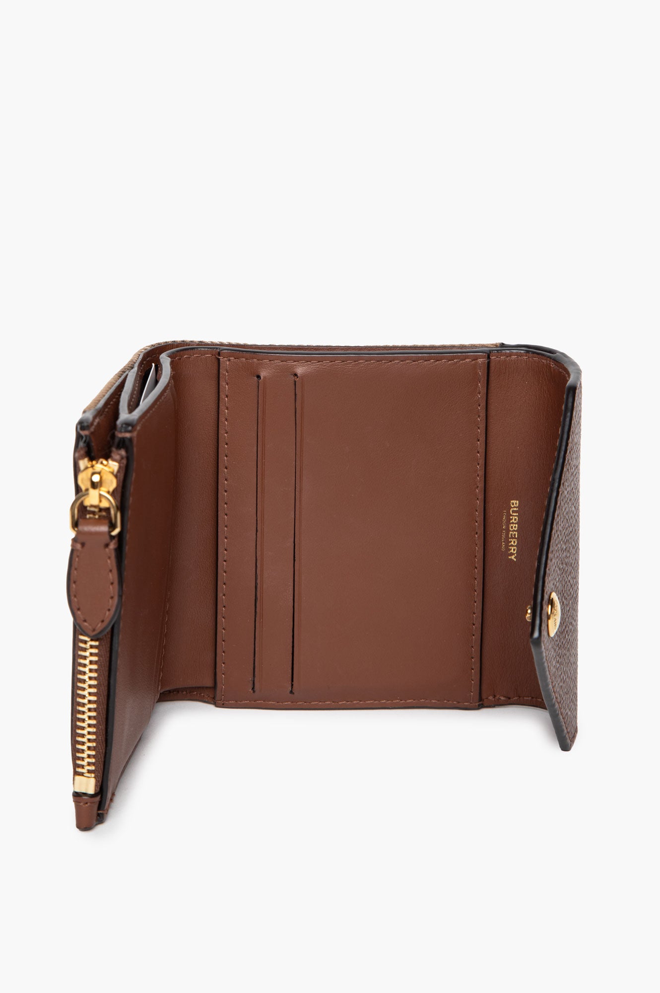 Burberry Vintage Check Brown Leather Envelope Wallet