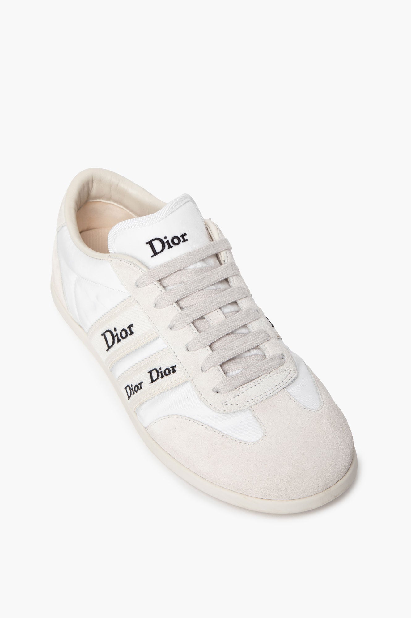 Christian Dior White Suede Ribbon Sneakers Size 39