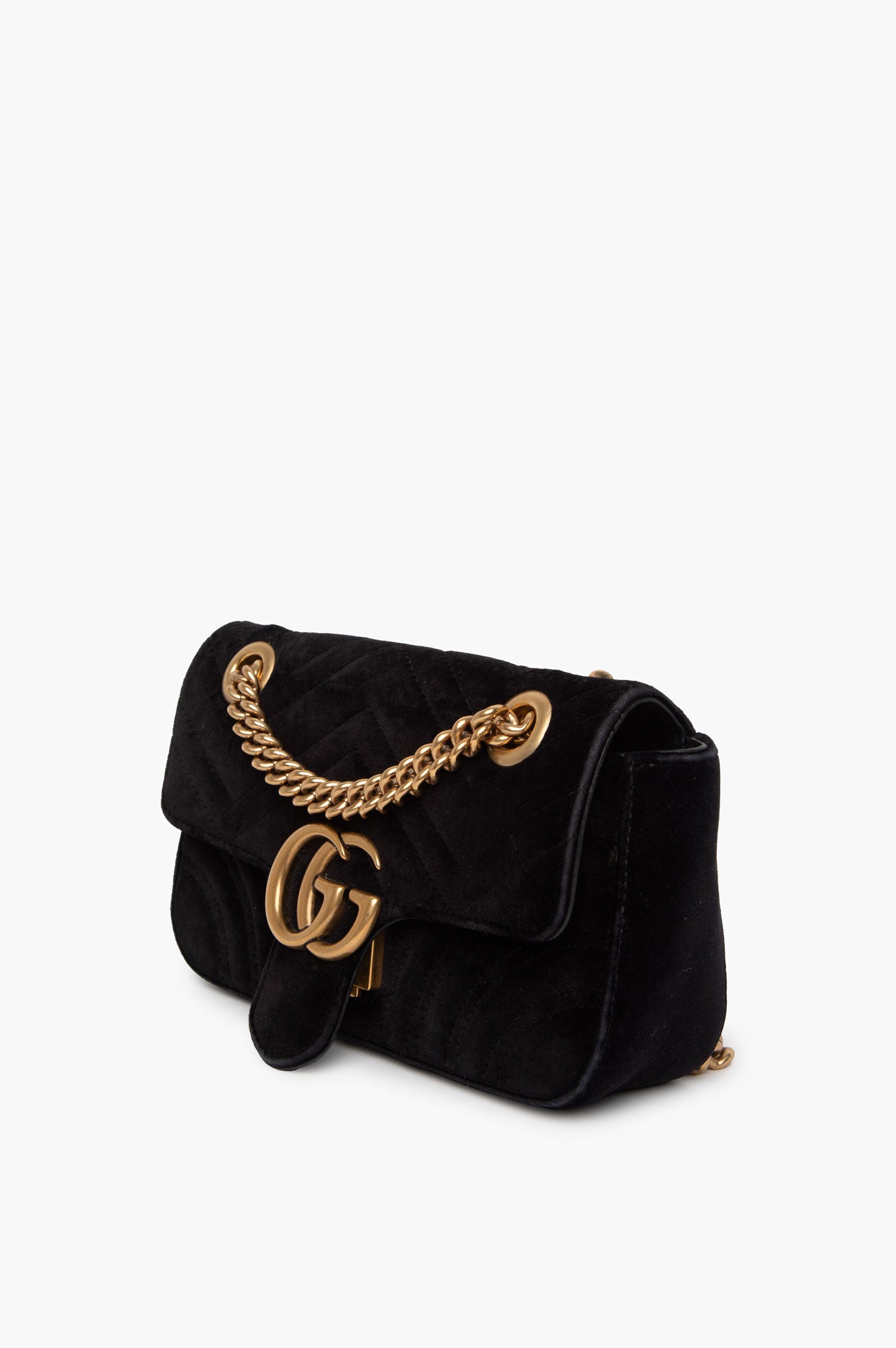 Gucci Black GG Marmont Mini Velvet Bag