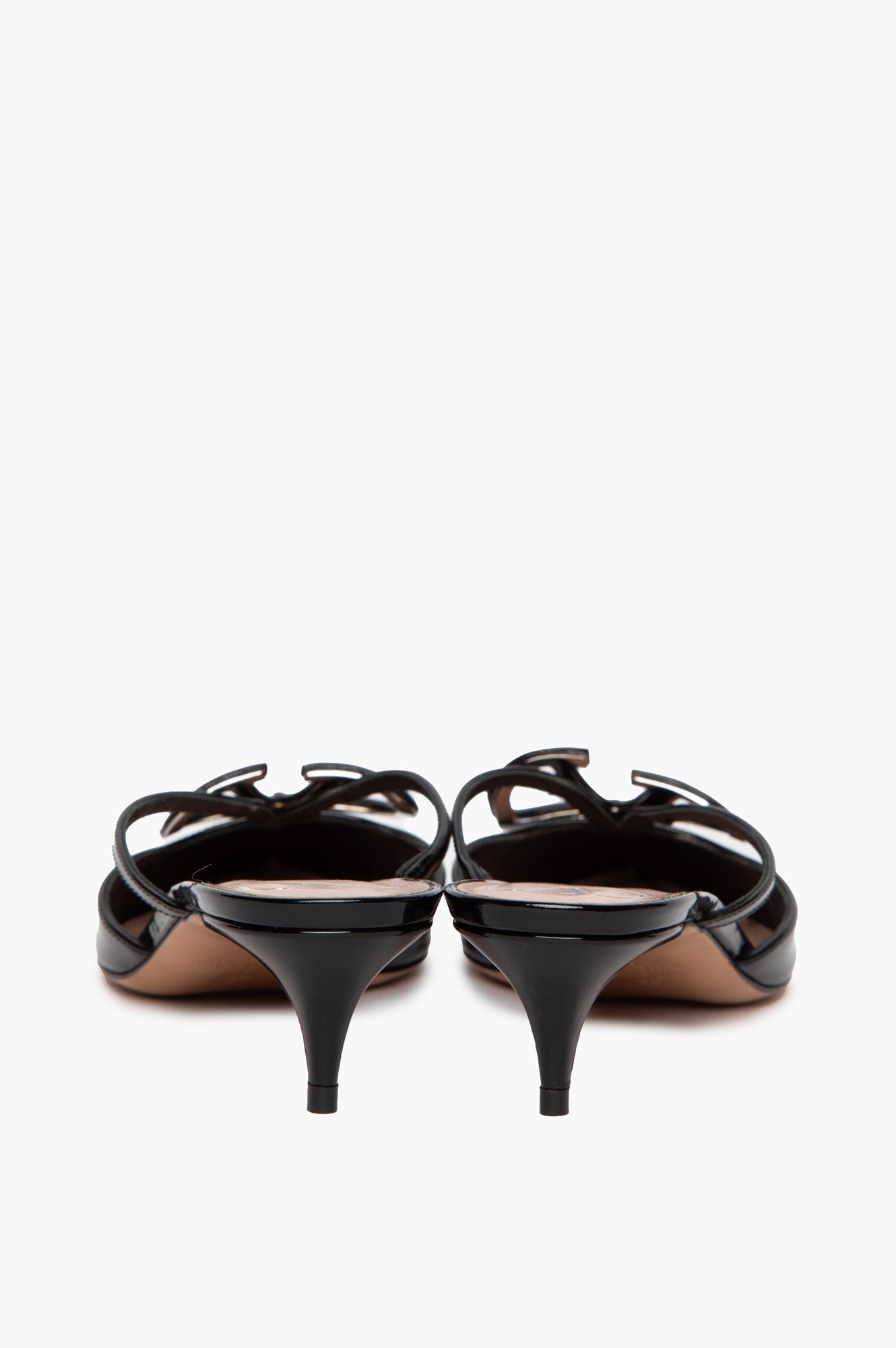 Valentino Black Patent VLOGO Kitten Mules Size 38