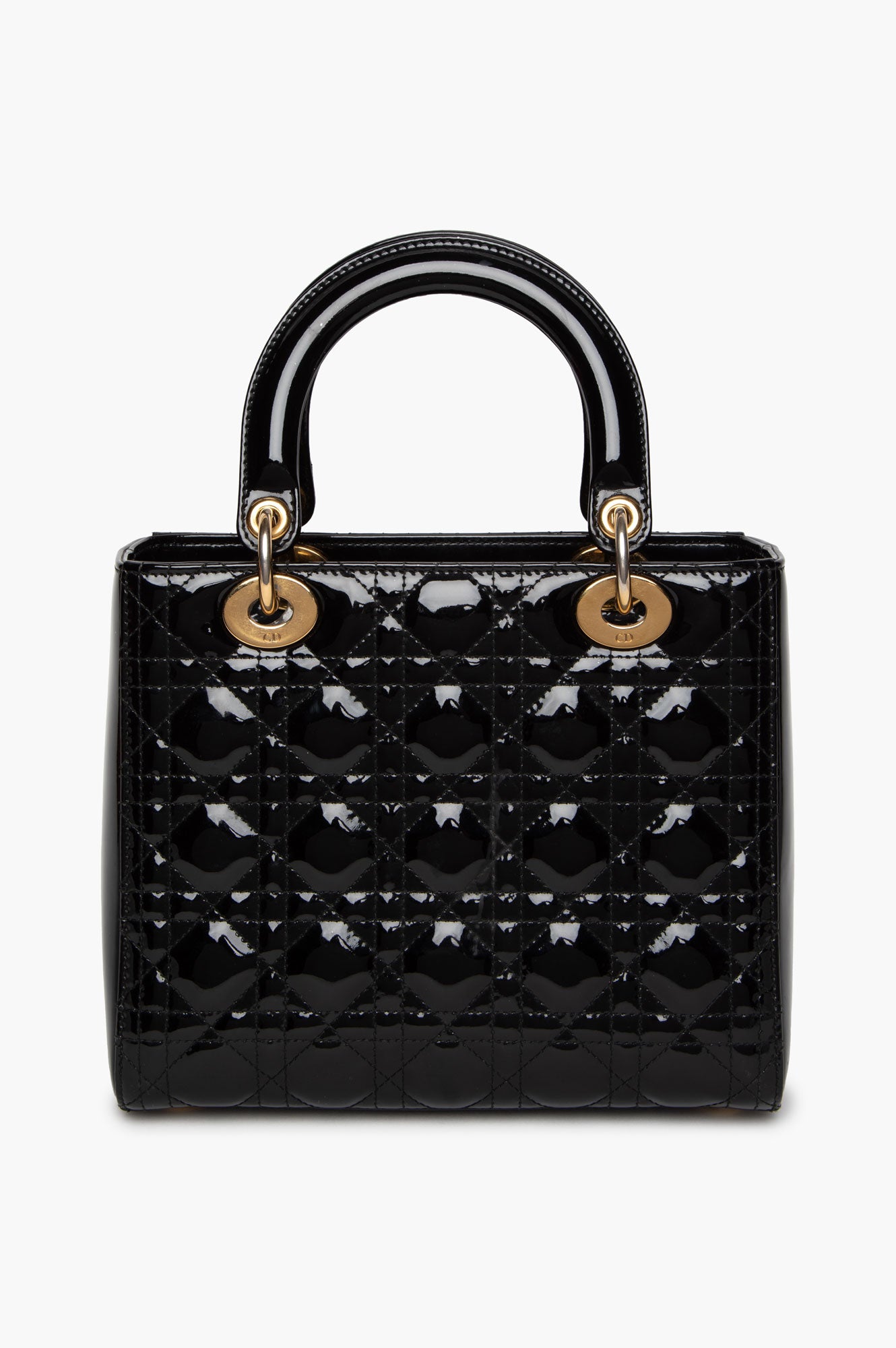 Christian Dior Black Patent GHW Small Lady Dior