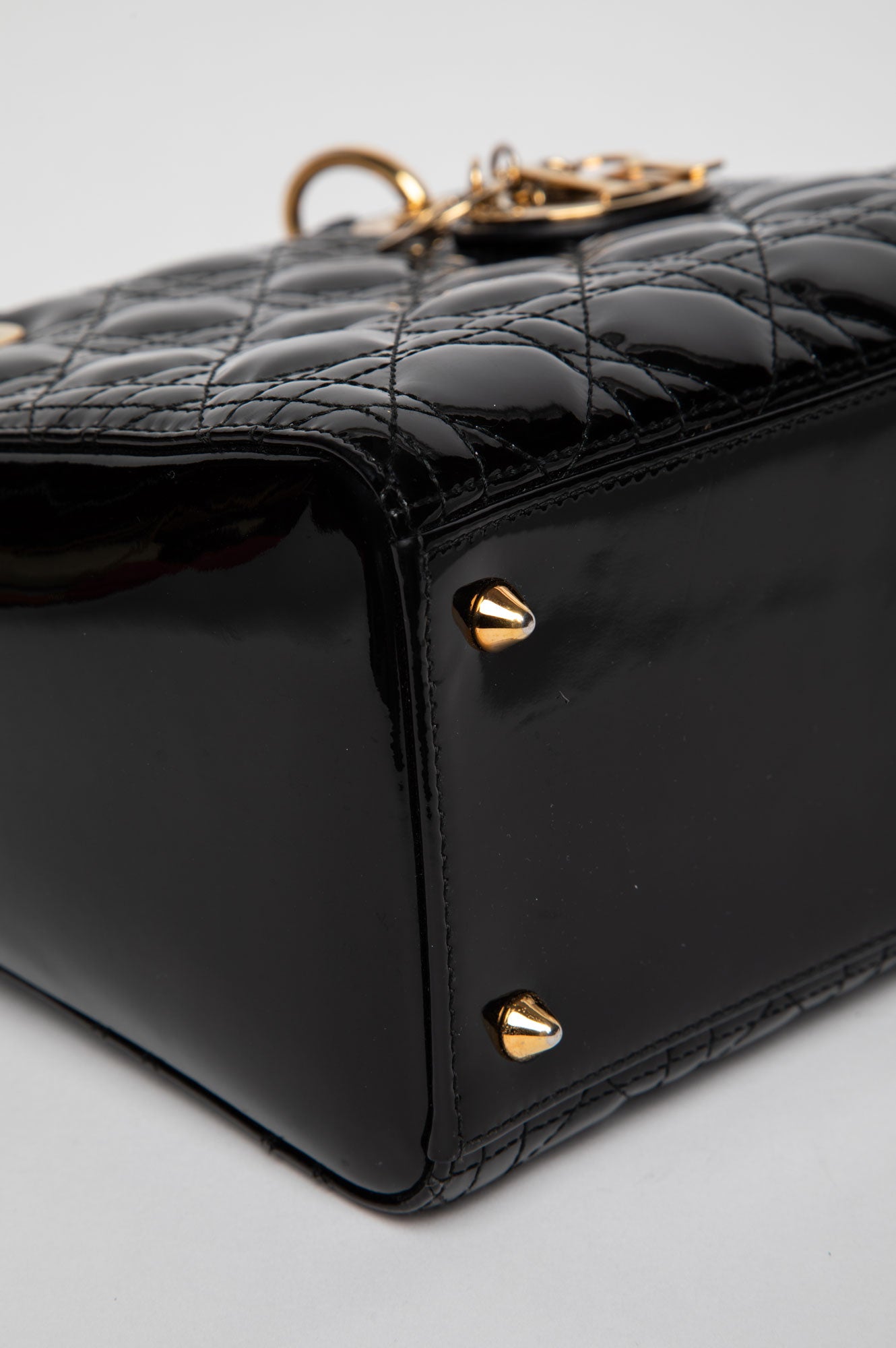 Christian Dior Black Patent GHW Small Lady Dior