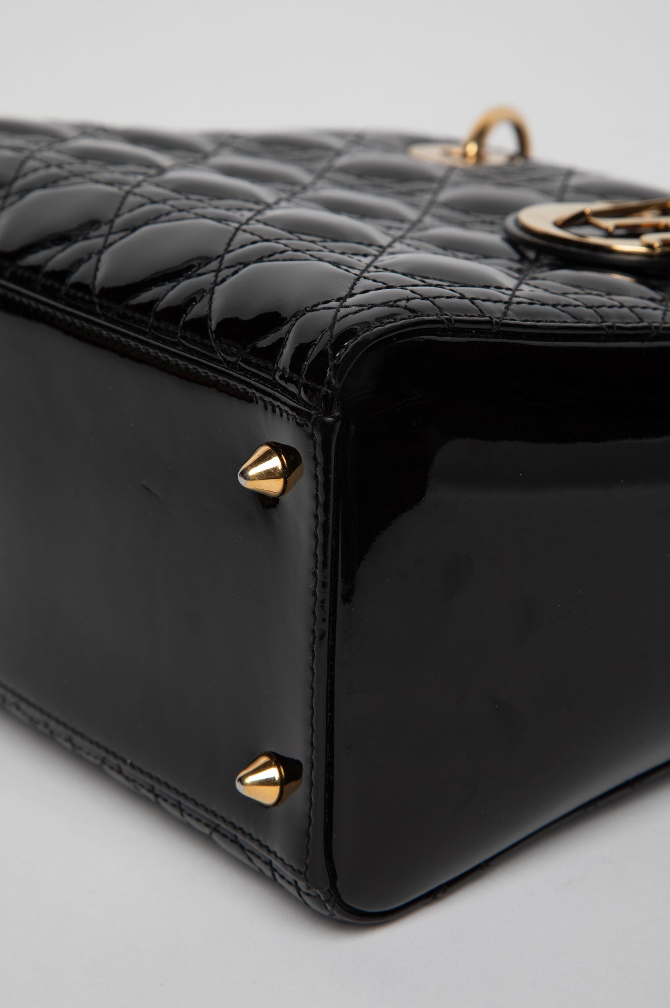 Christian Dior Black Patent GHW Small Lady Dior
