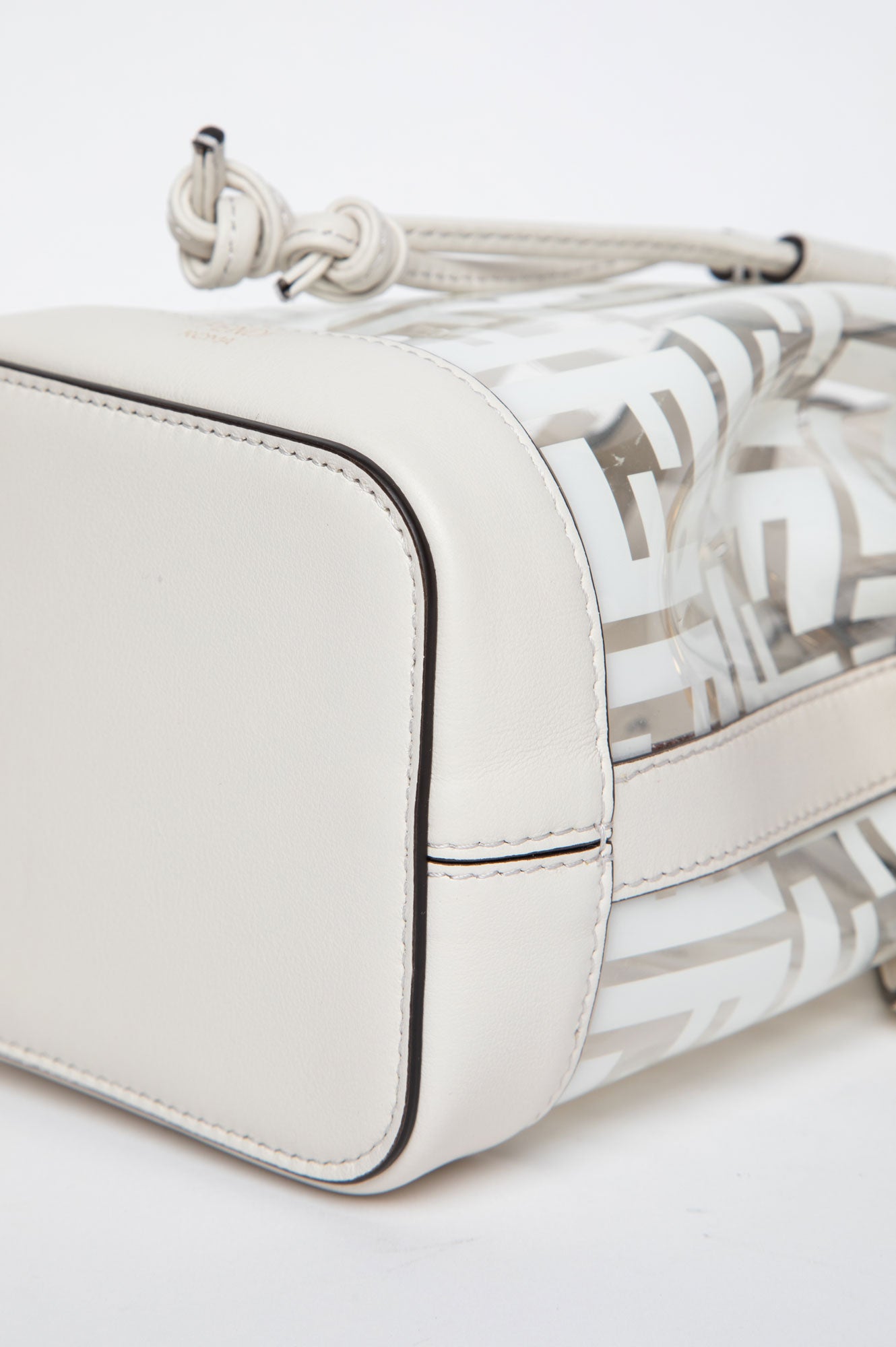Fendi White Zucca Print Vinyl and Leather Mini Bucket Bag