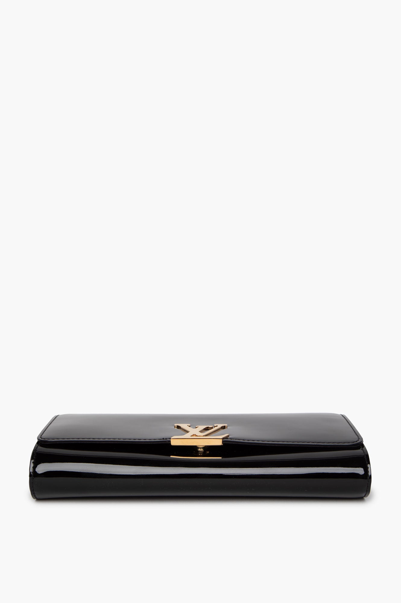 Louis Vuitton Black Vernis GHW Logo Louise Clutch