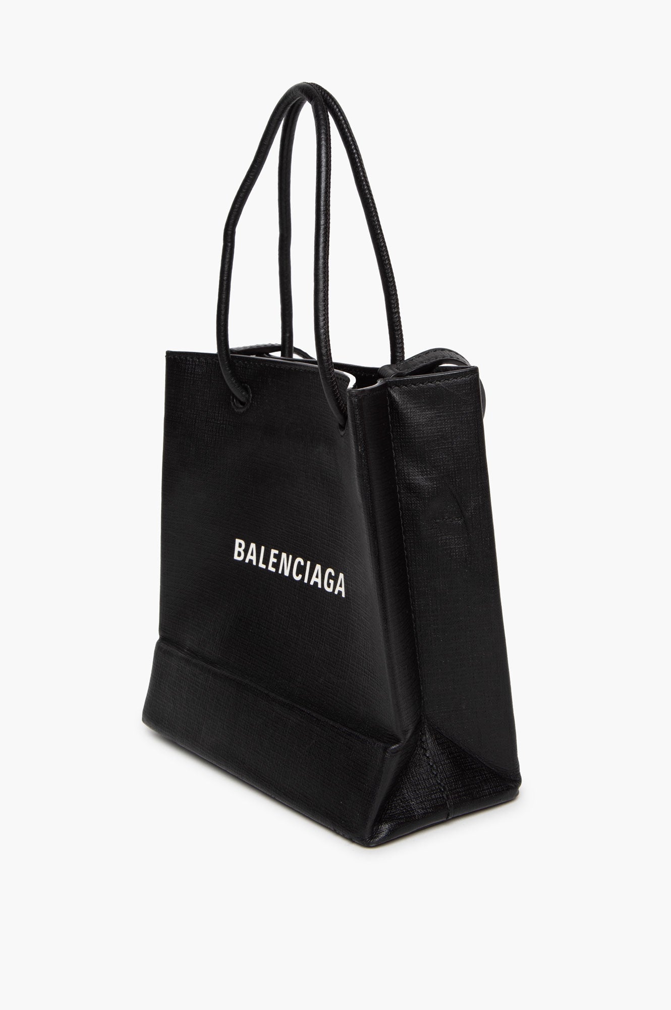 Balenciaga Black Embossed Calfskin XXS Shopping Tote