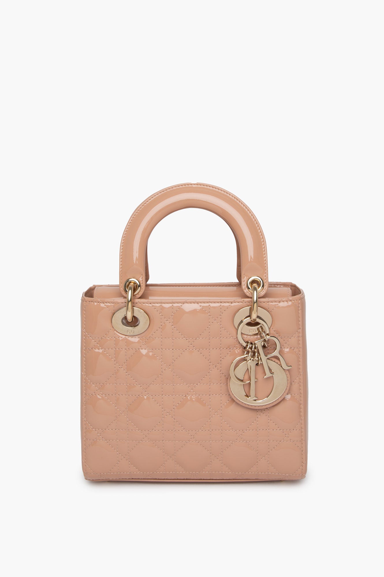Christian Dior Beige Lady Dior Patent Small Bag