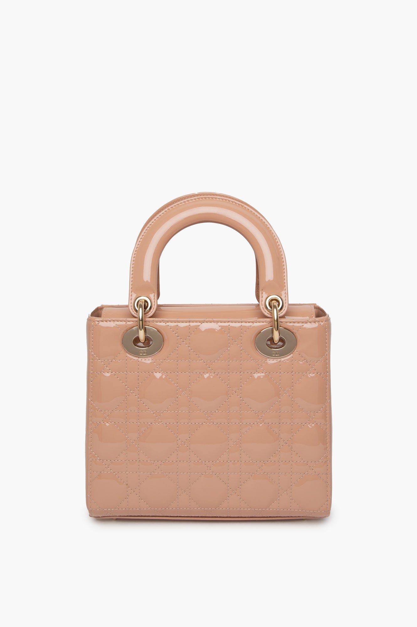 Christian Dior Beige Lady Dior Patent Small Bag