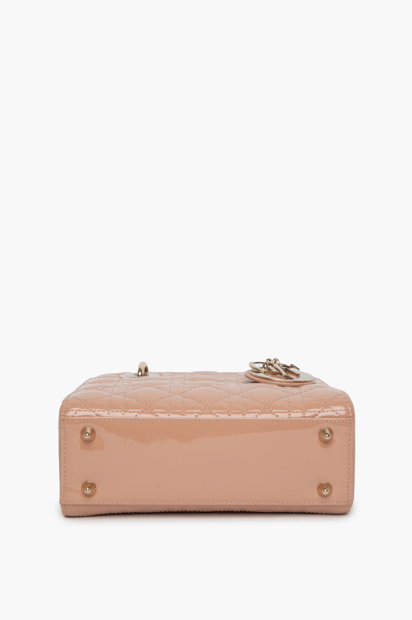 Christian Dior Beige Lady Dior Patent Small Bag