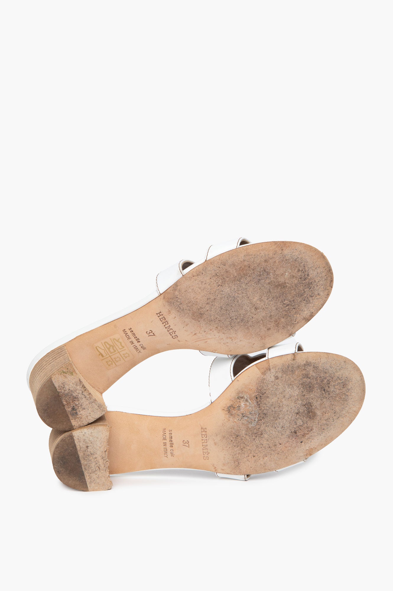 Hermès Blanc Swift Oasis Sandals Size 37