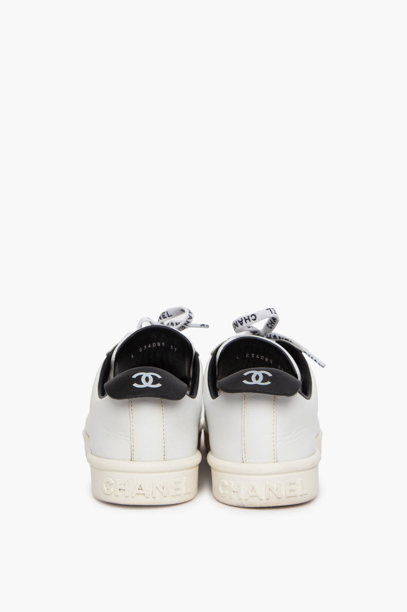 Chanel White Lace Up Weekend Sneaker Size 37