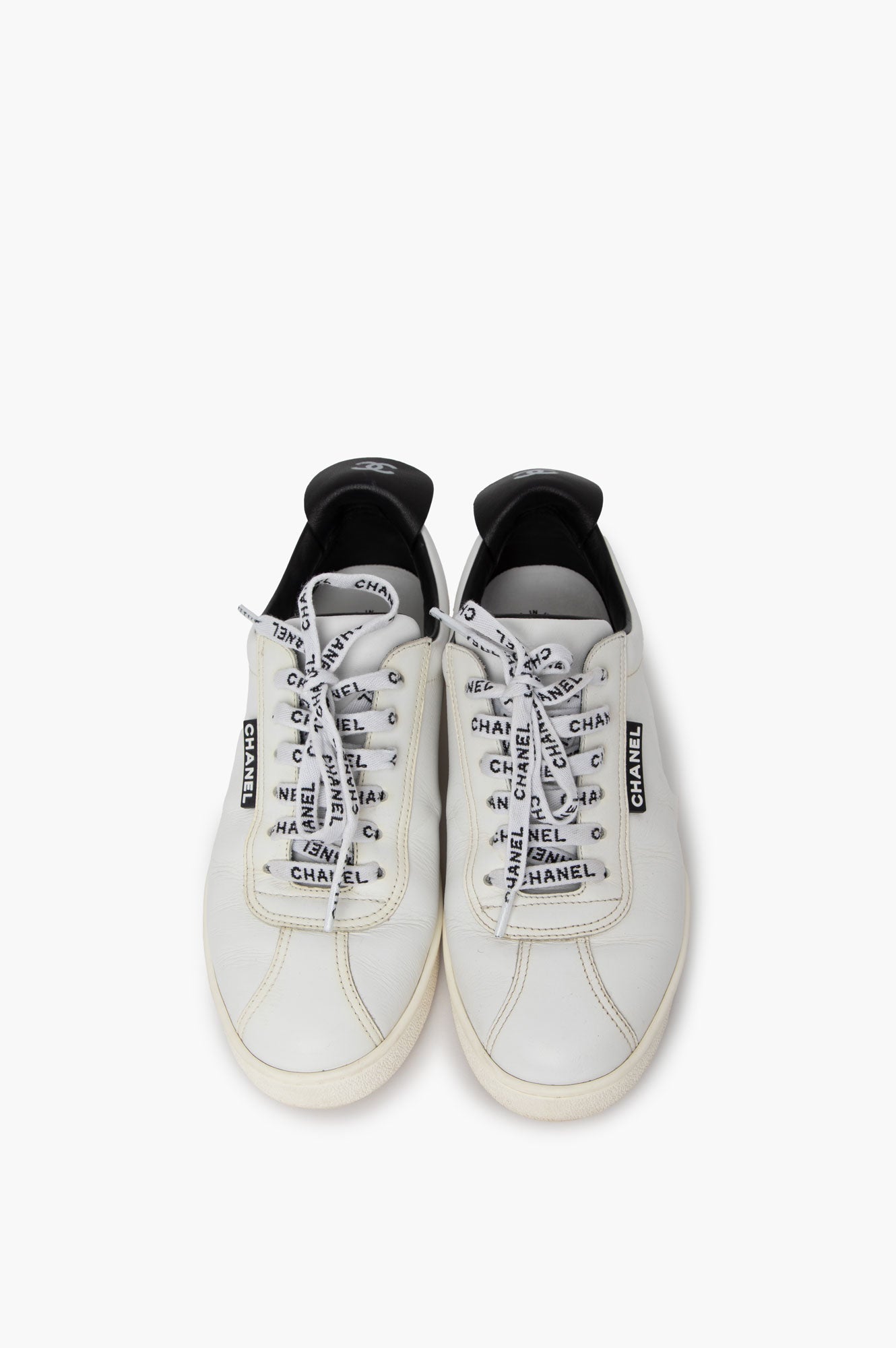 Chanel White Lace Up Weekend Sneaker Size 37