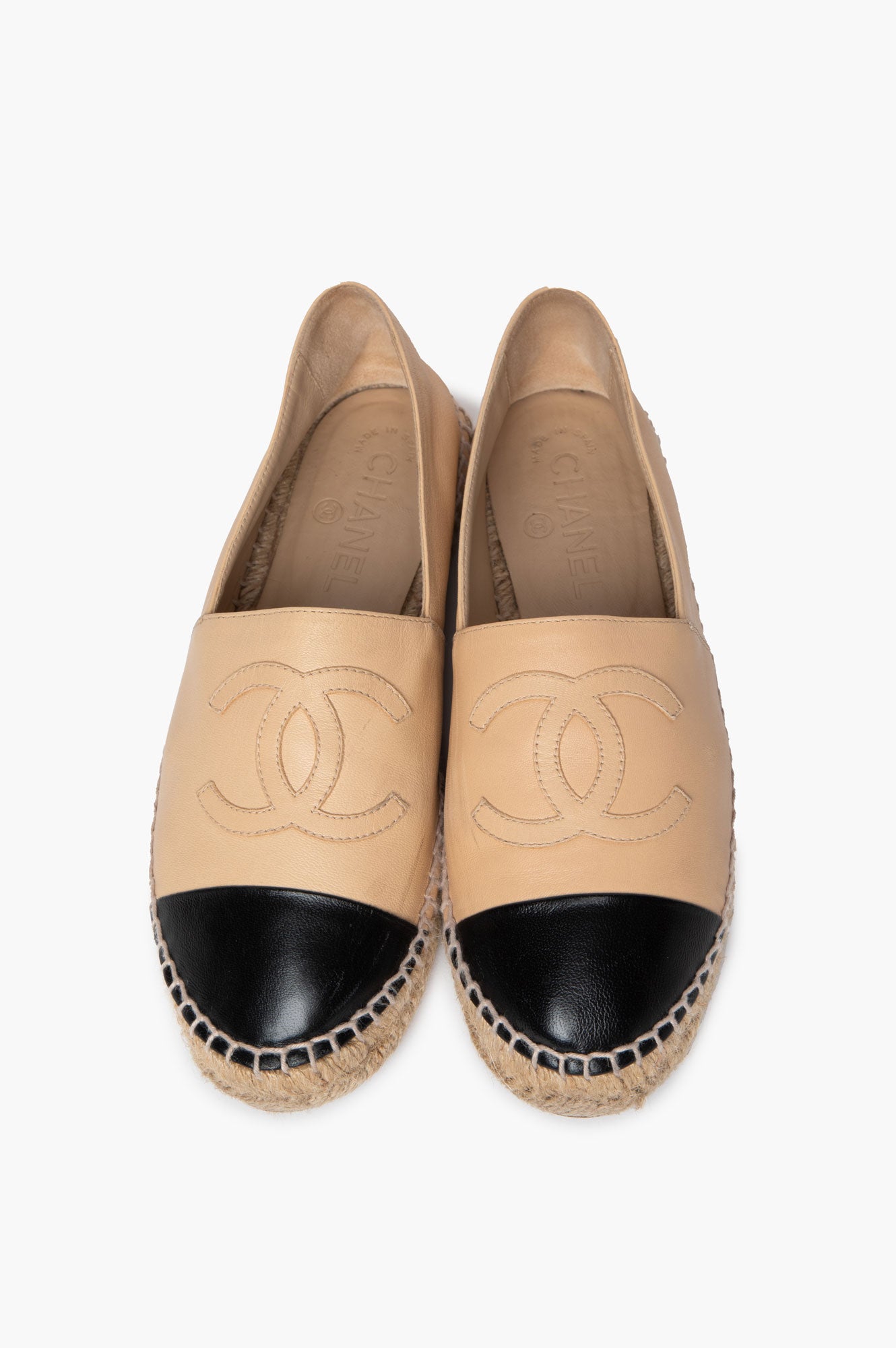 Chanel Beige/Black Espadrilles Size 37