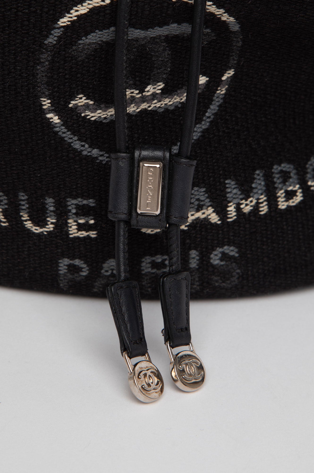 Chanel Black CC Deauville Drawstring Bucket Bag