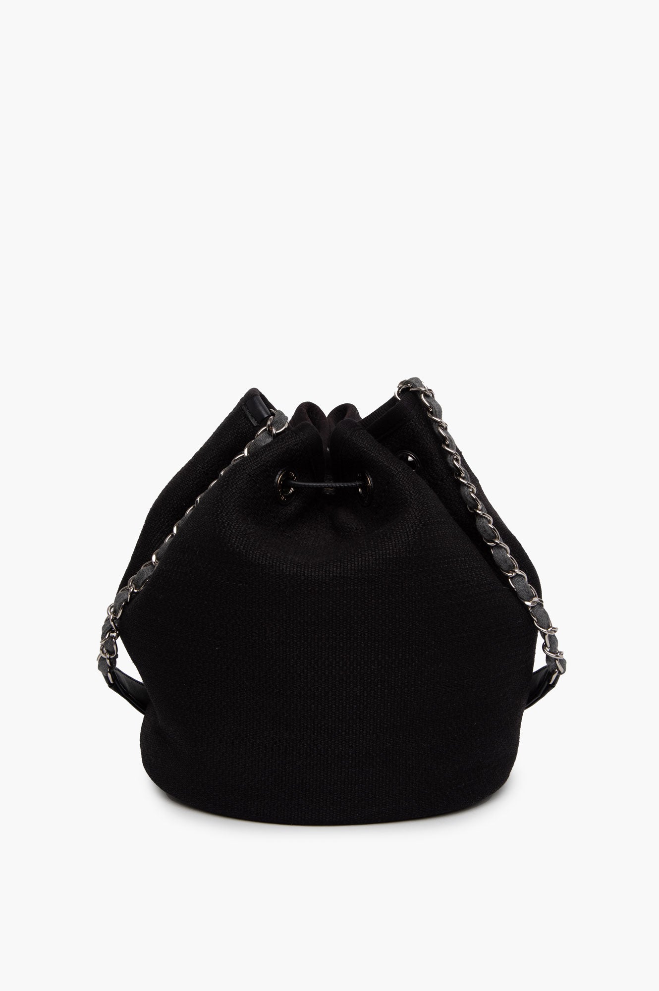 Chanel Black CC Deauville Drawstring Bucket Bag