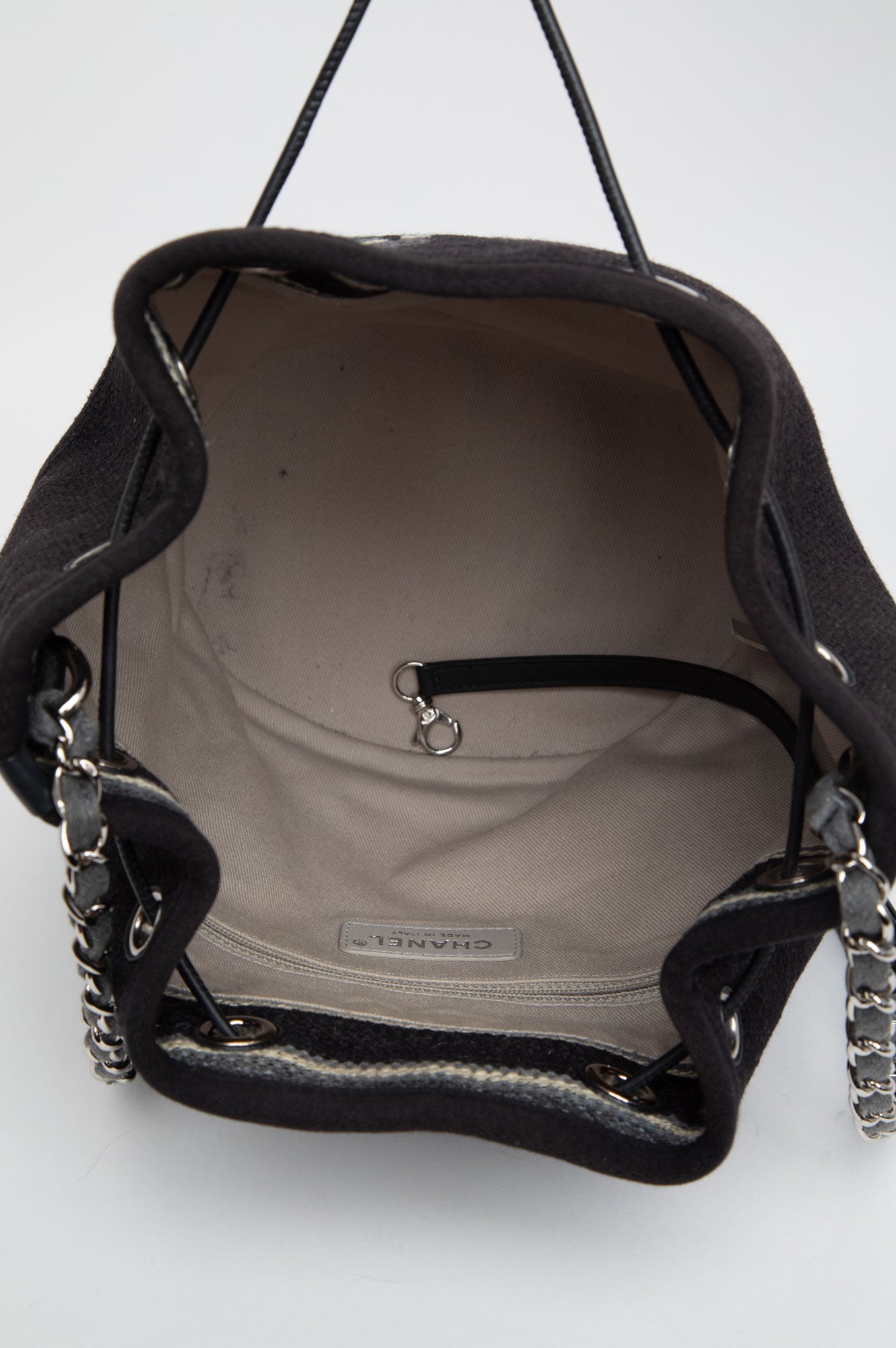 Chanel Black CC Deauville Drawstring Bucket Bag