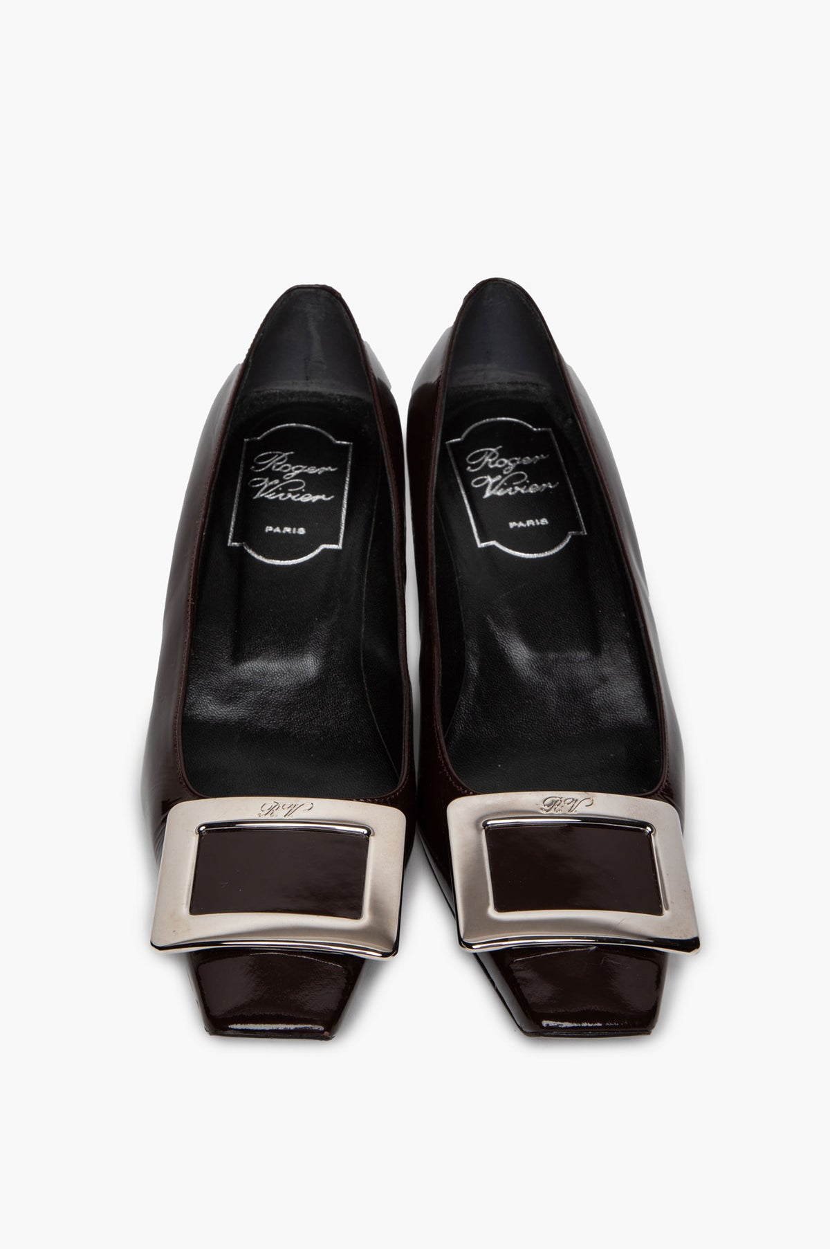 Roger Vivier Brown Patent Belle Vivier 45 Pumps Size 35