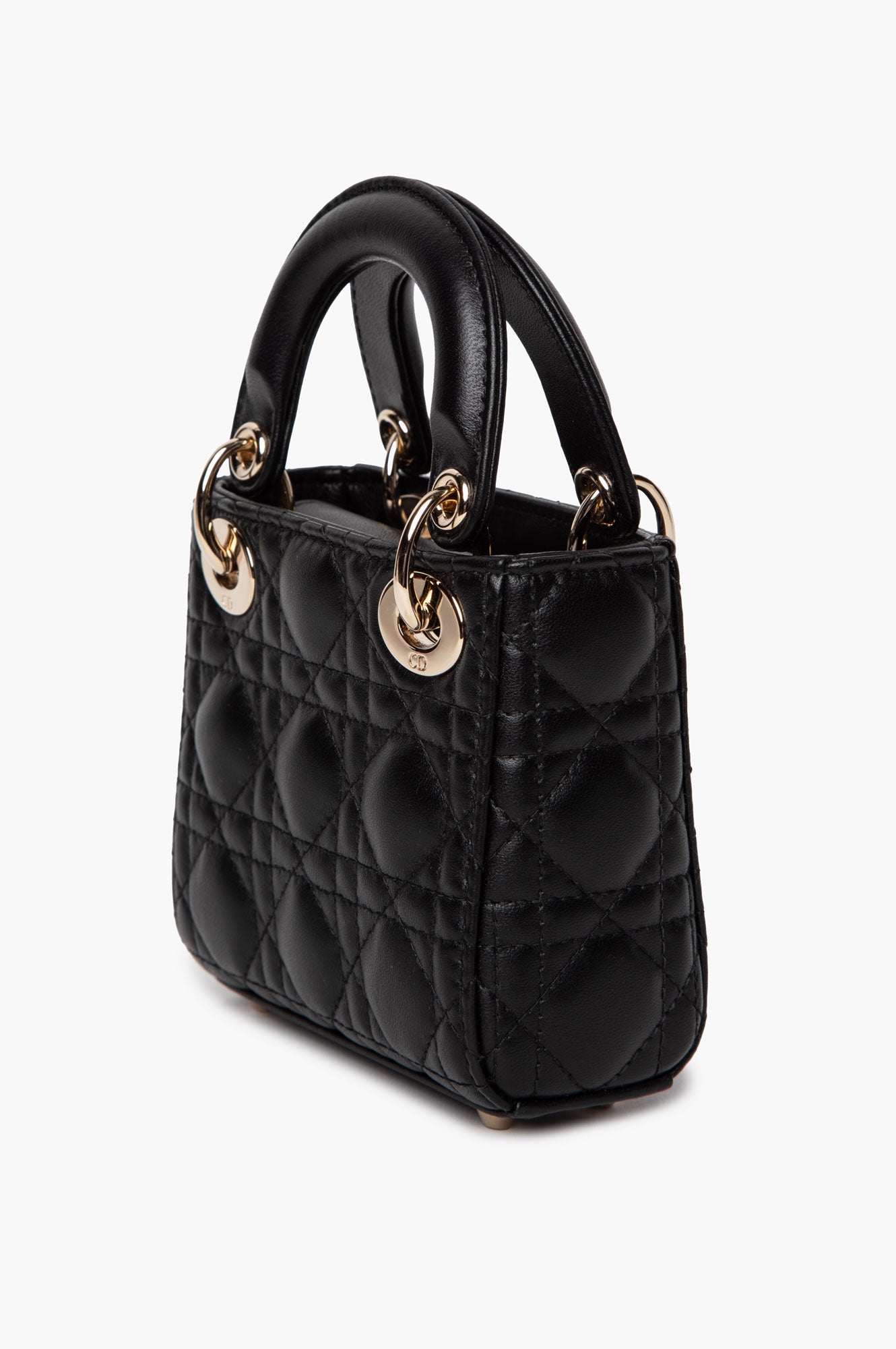 Christian Dior Black Cannage Lambskin Lady Dior Micro Bag