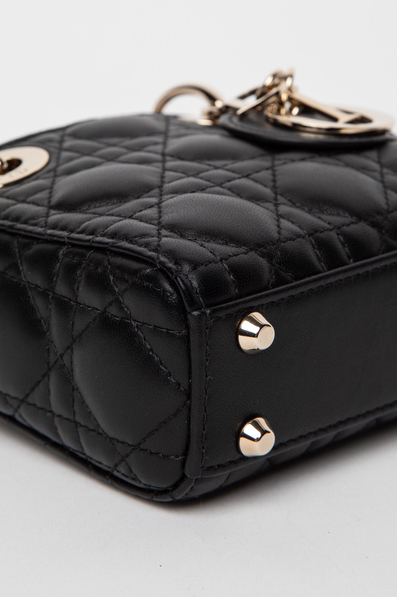 Christian Dior Black Cannage Lambskin Lady Dior Micro Bag