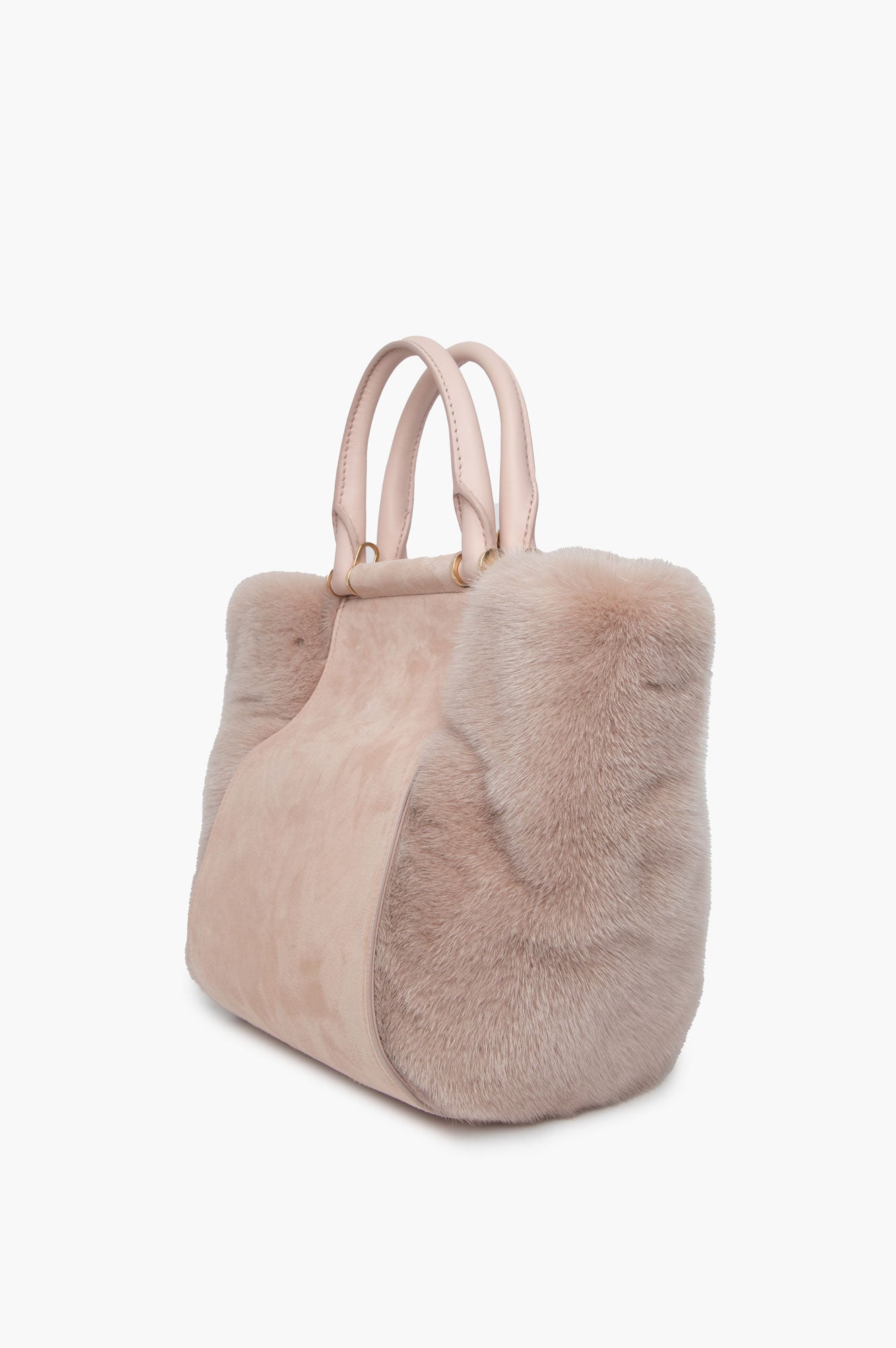 Max Mara Peach Pink Fur Tote Bag With Strap