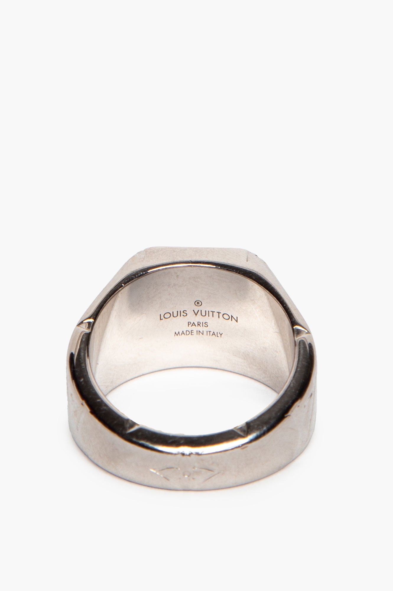 Louis Vuitton Palladium Plated Monogram Homme Baue Signet Ring