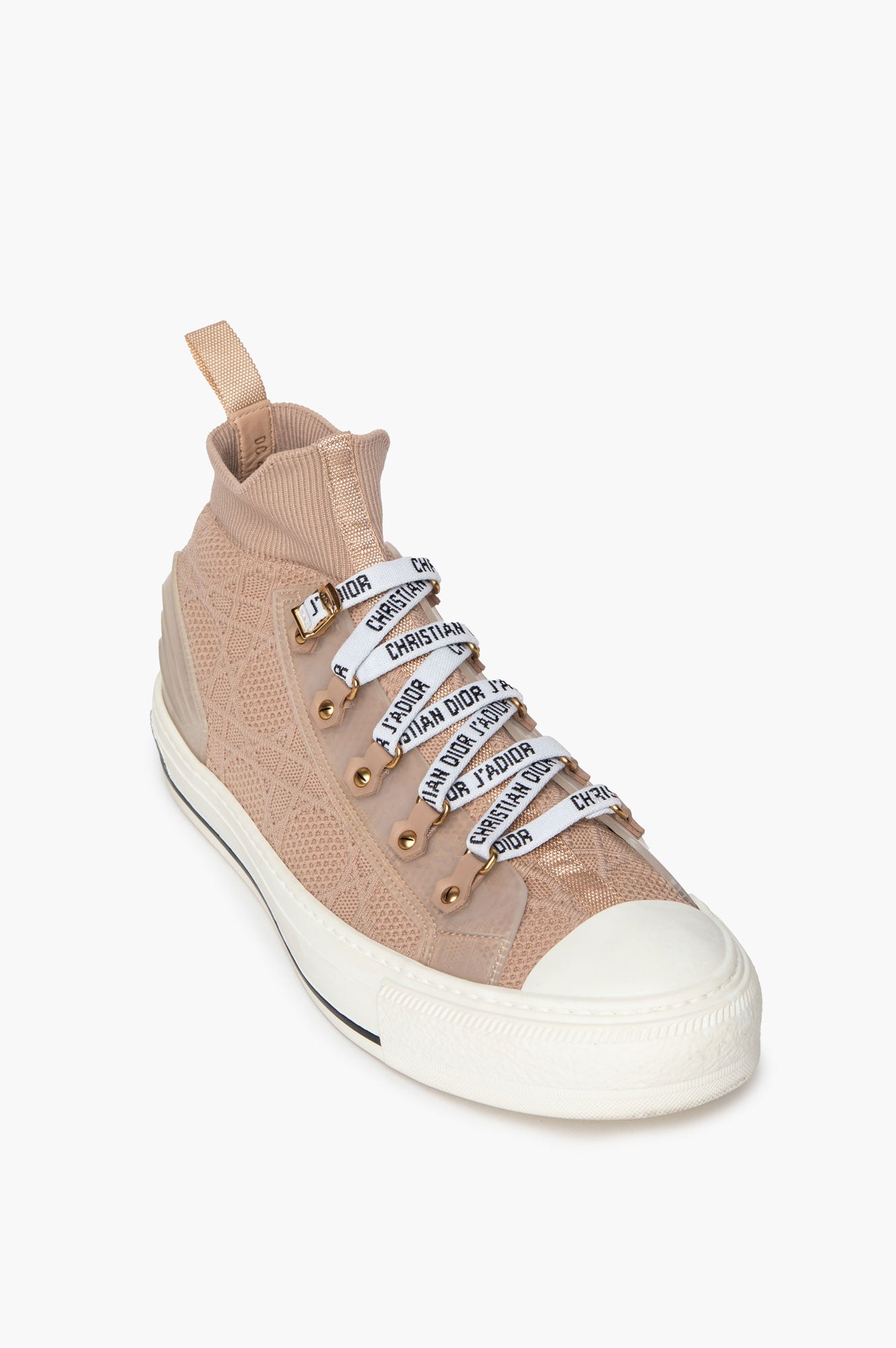 Christian Dior Nude Technical Knit Cannage Walk'n Dior High Top Sneakers Size 41