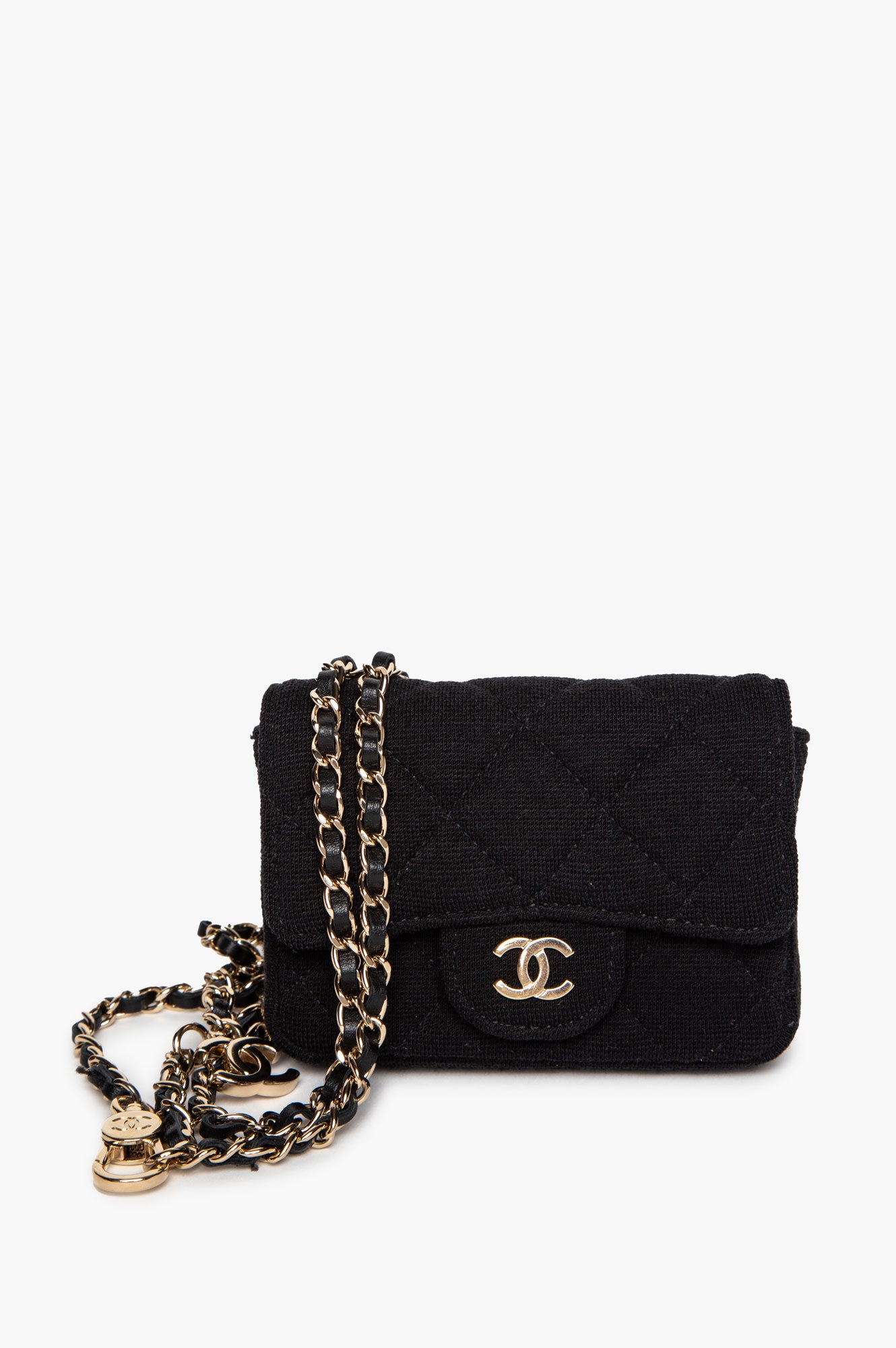 Chanel Black Quilted Jersey GHW Belt Bag
