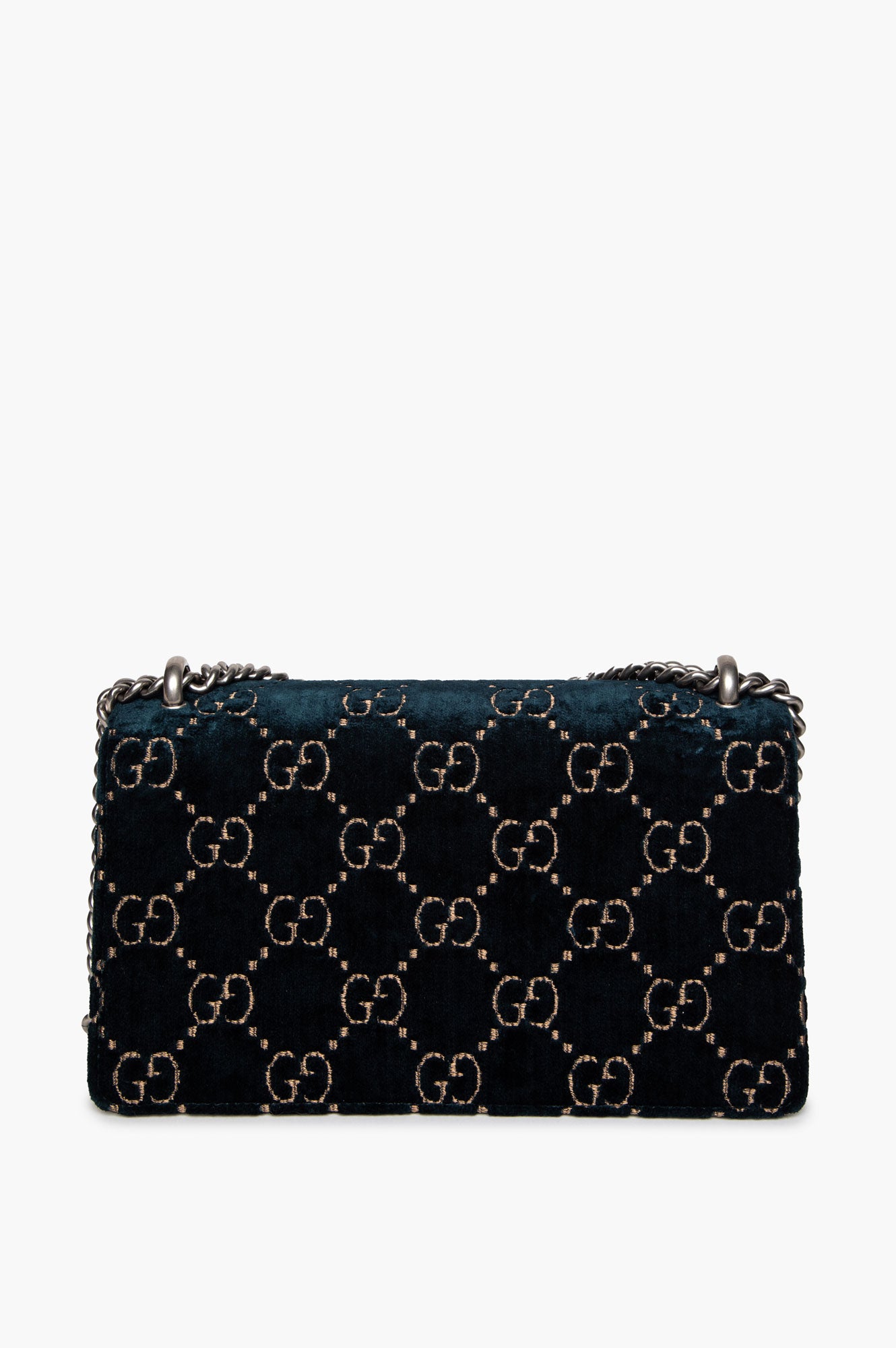 Gucci Dark Teal Velvet Crystal Embellished Small Dionysus Bag