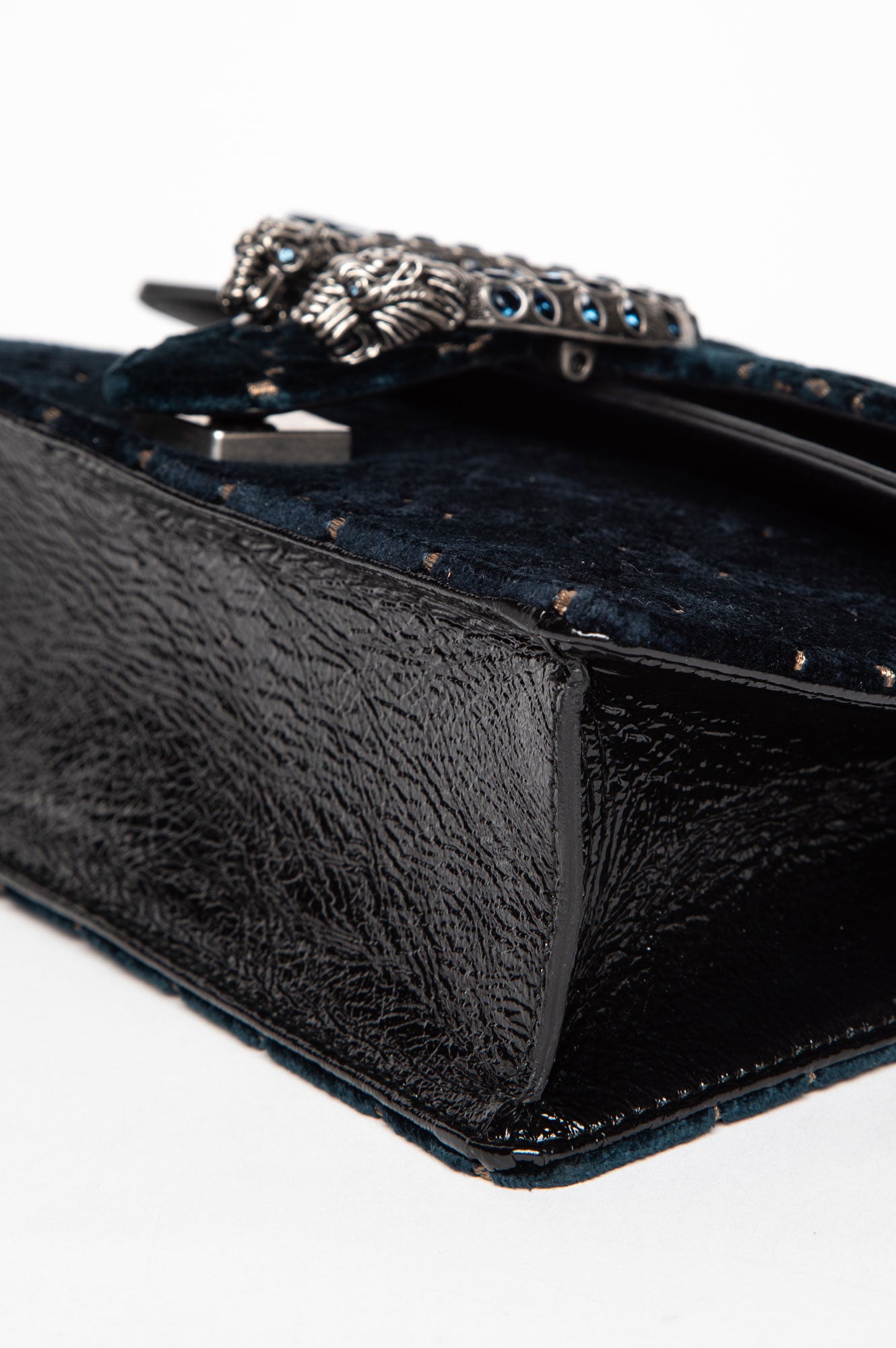 Gucci Dark Teal Velvet Crystal Embellished Small Dionysus Bag