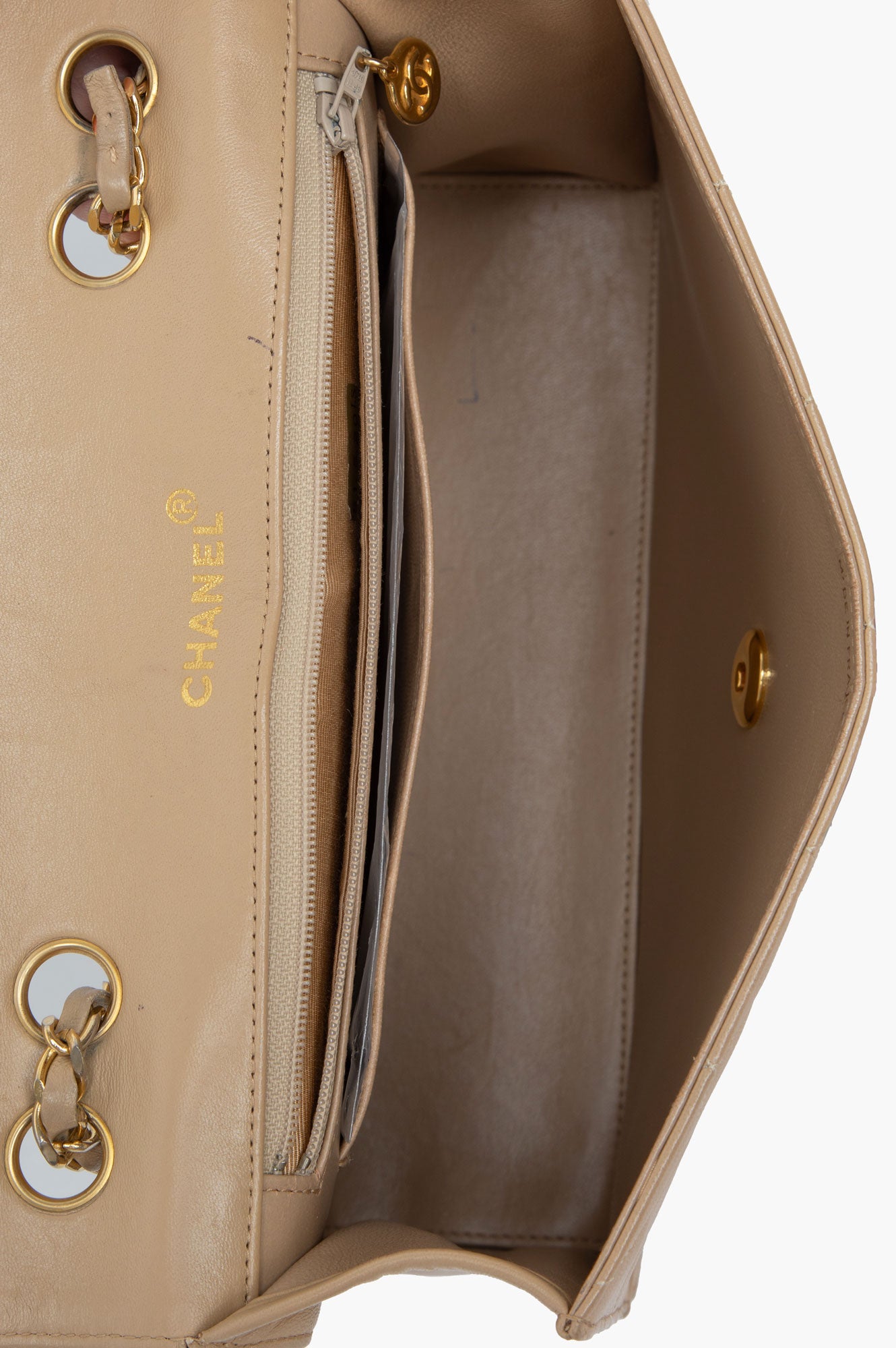 Chanel Beige Matelasse Leather Vintage Flap Bag