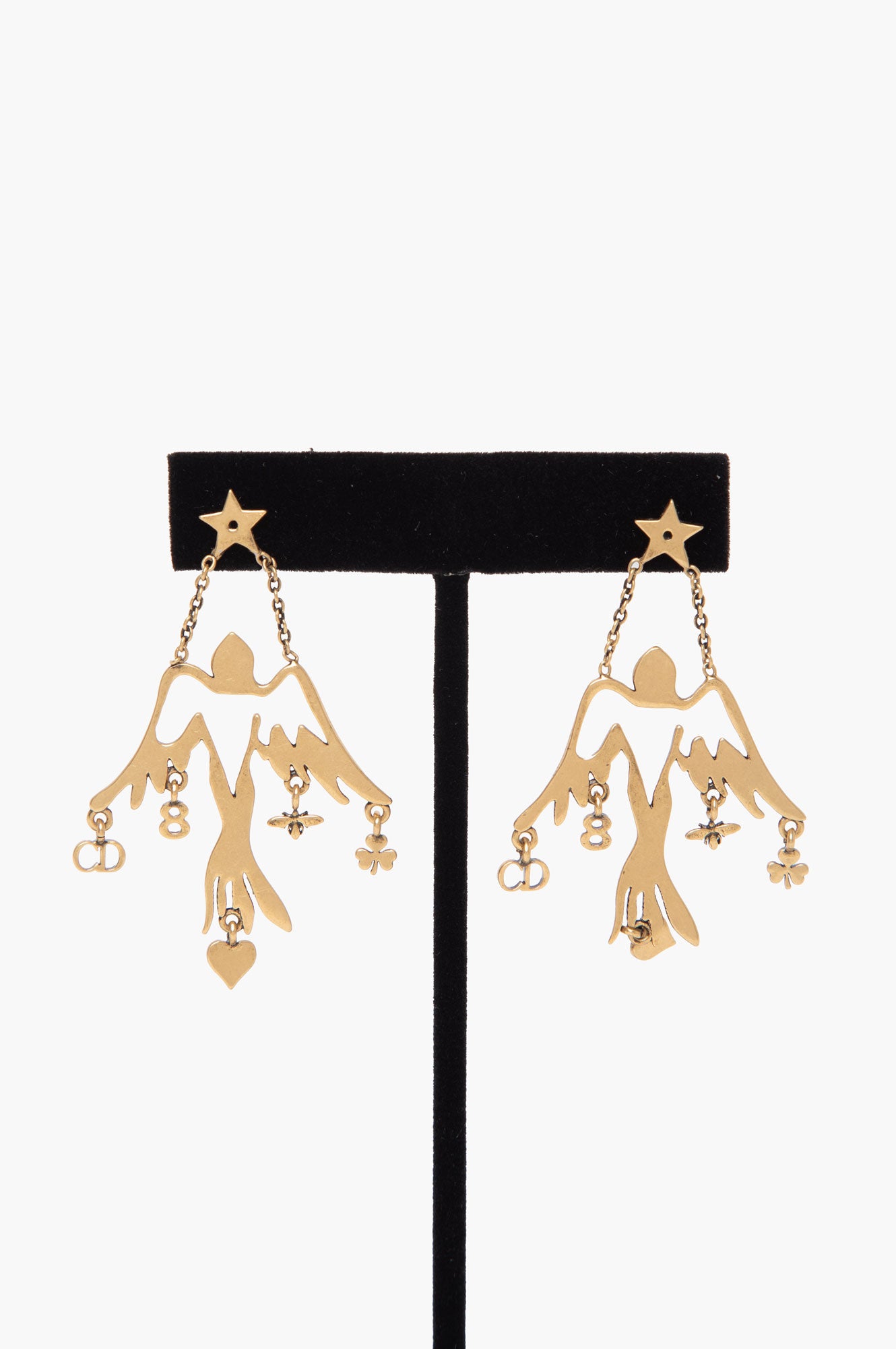 Christian Dior Gold Tone Bird Drop Earrings