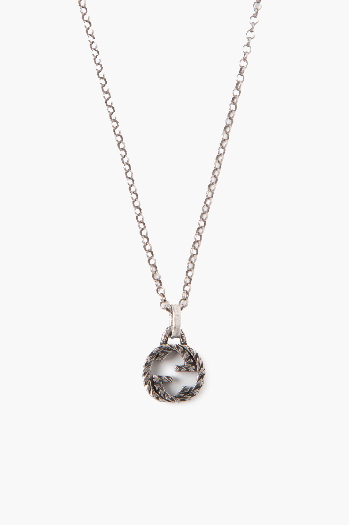 Gucci Sterling Silver GG Logo Necklace Men's