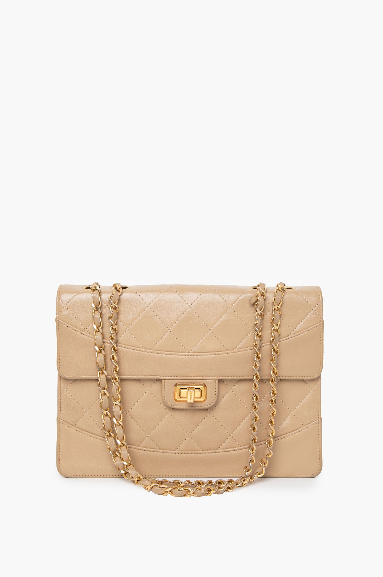 Chanel Beige Matelasse Leather Vintage Flap Bag