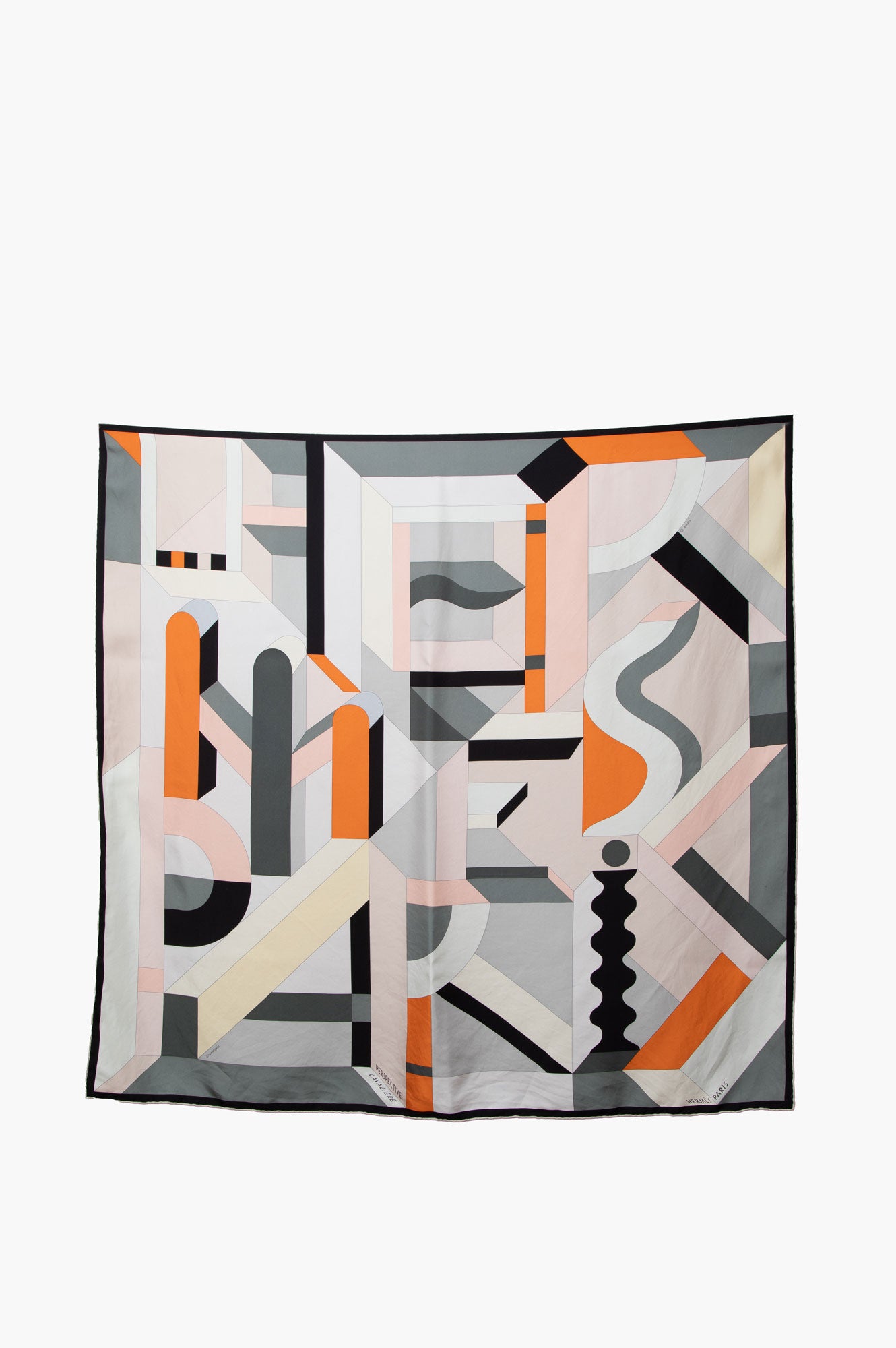 Hermes Grey Perspective Cavaliere 90*90 Silk Scarf