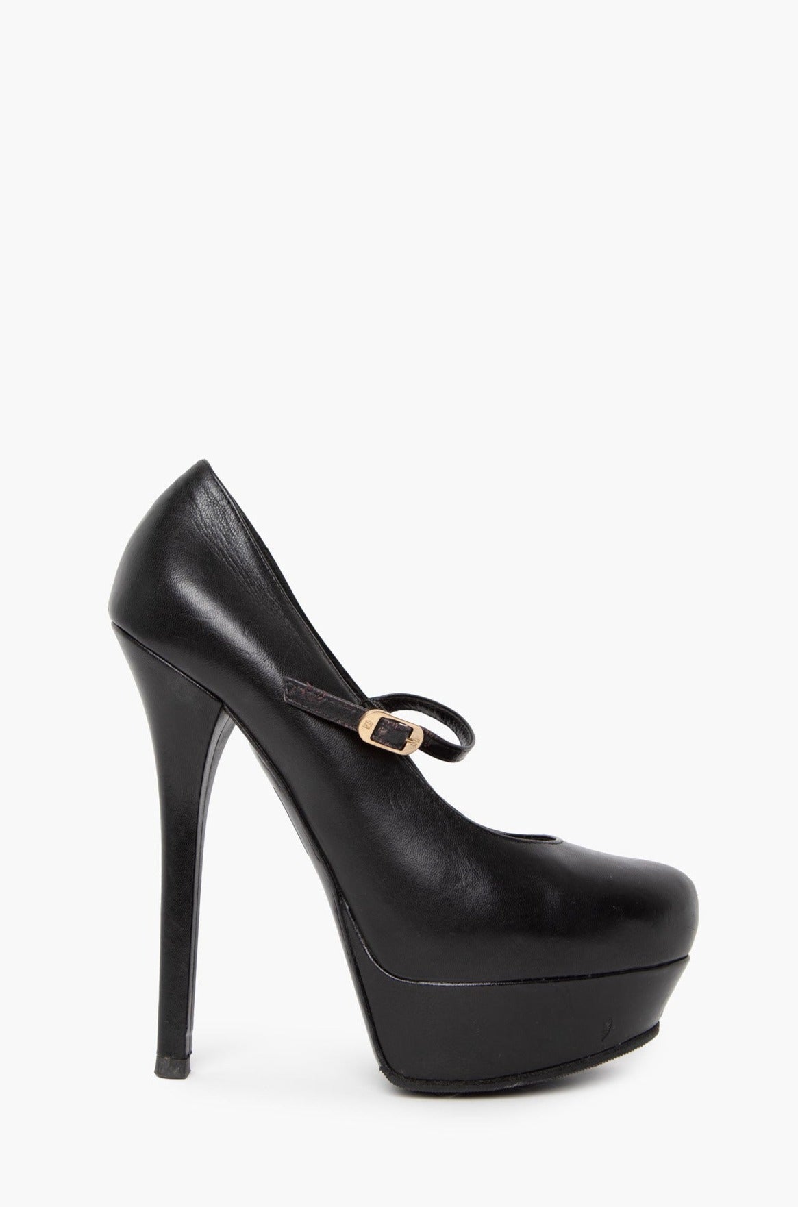 Fendi Black Leather Mary Jane Platform Pumps Size 37