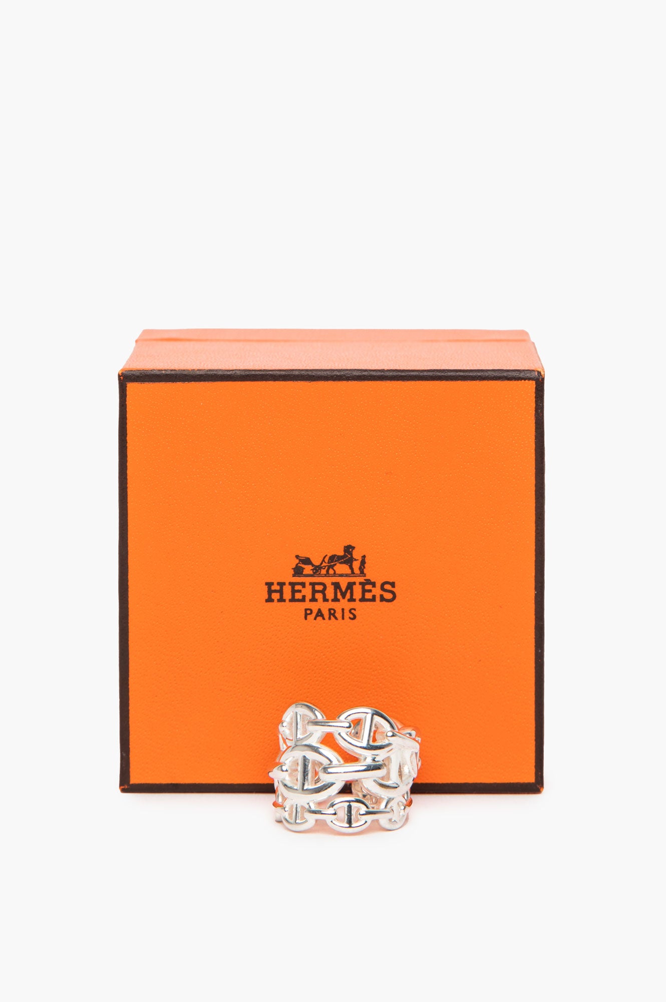 Hermes Large Model Silver Chaine d'Ancre Enchainee Ring