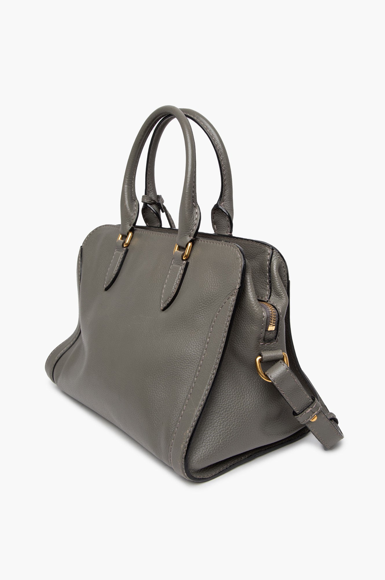 Alexander McQueen Grey Pebbled Skull Padlock Bag