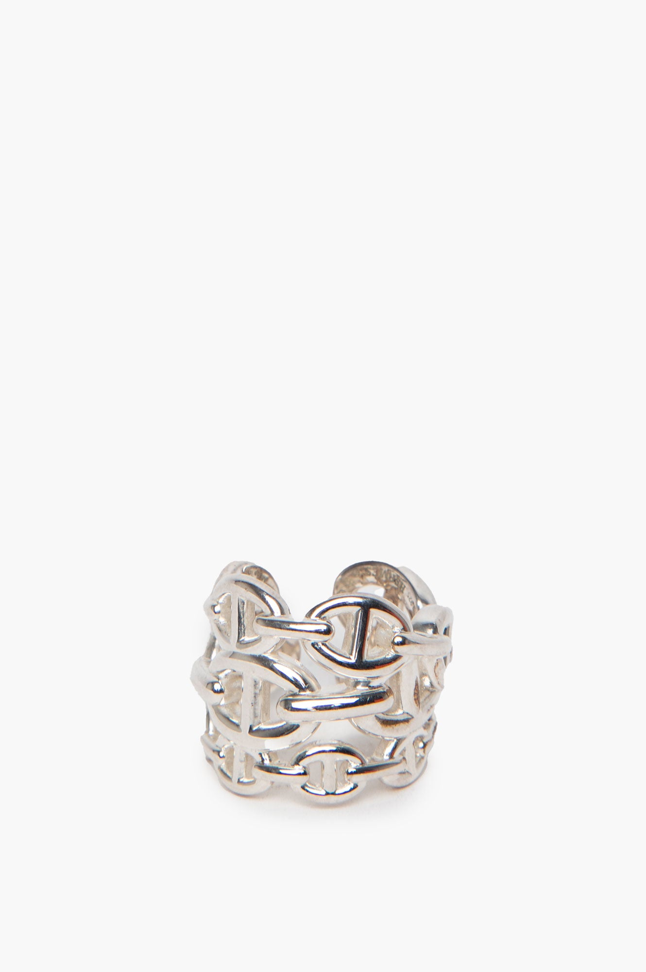 Hermes Large Model Silver Chaine d'Ancre Enchainee Ring