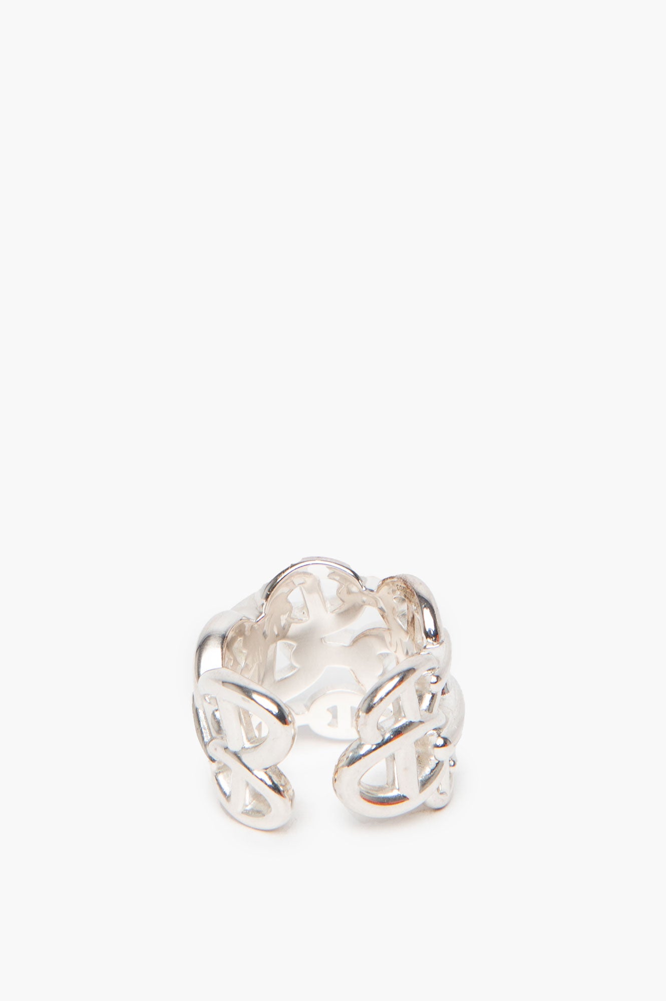 Hermes Large Model Silver Chaine d'Ancre Enchainee Ring