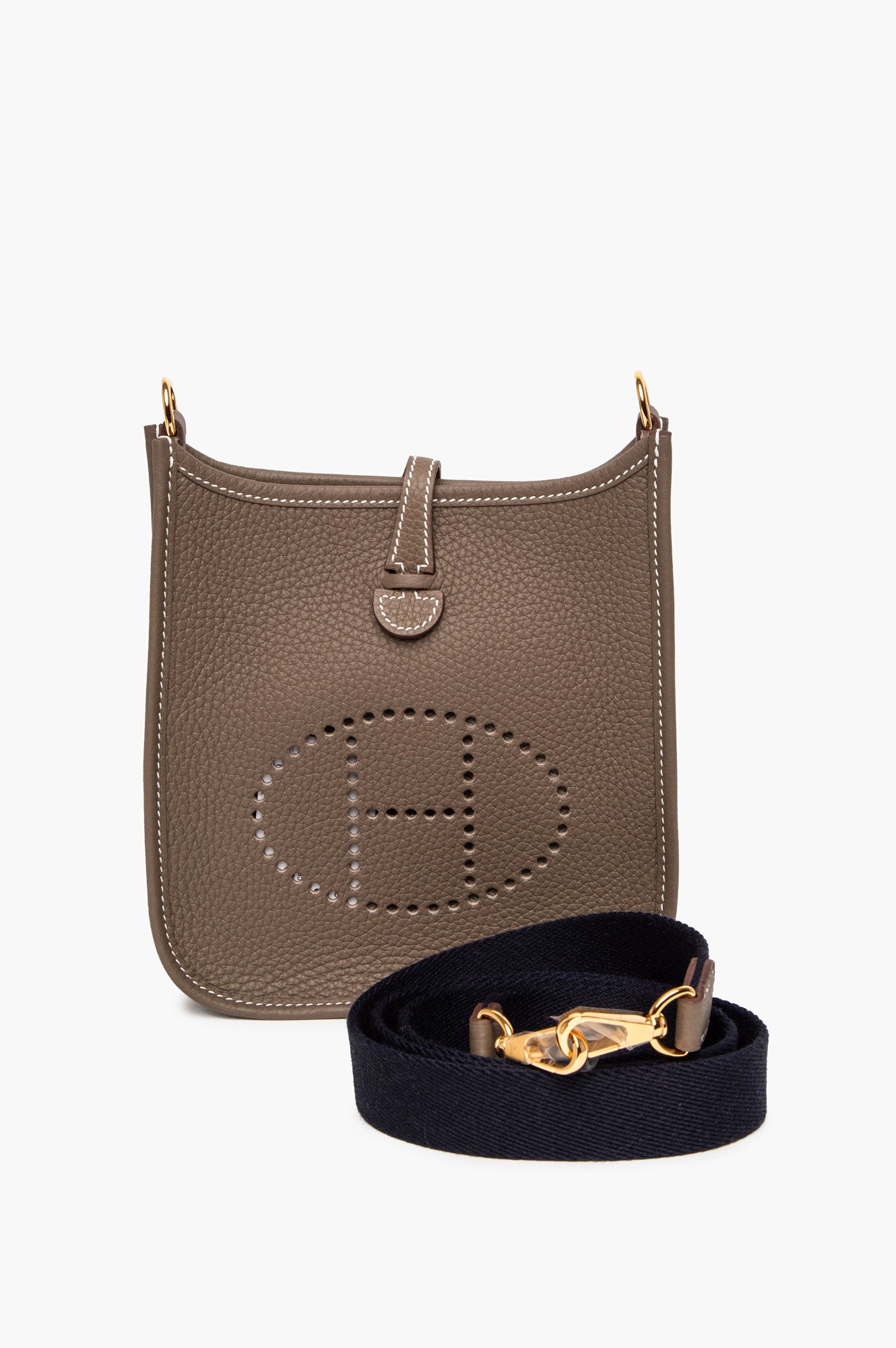Hermes Mini Evelyne in Etaupe Clemence Leather GHW