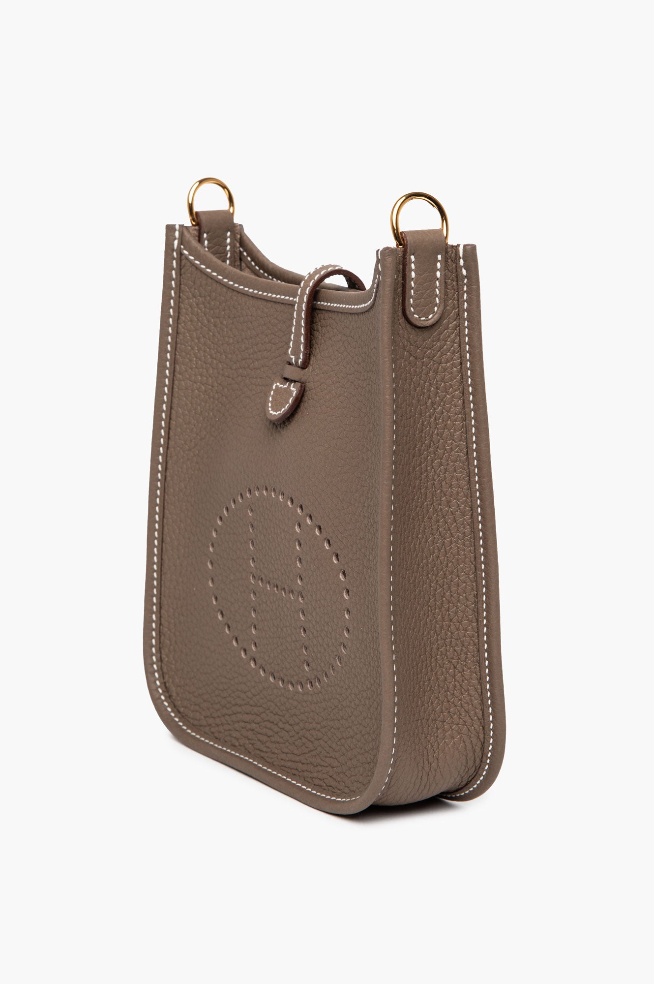 Hermes Mini Evelyne in Etaupe Clemence Leather GHW