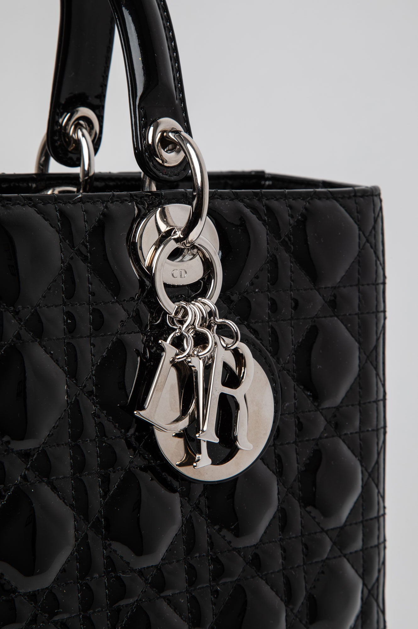 Christian Dior Large Black Patent Lady Dior