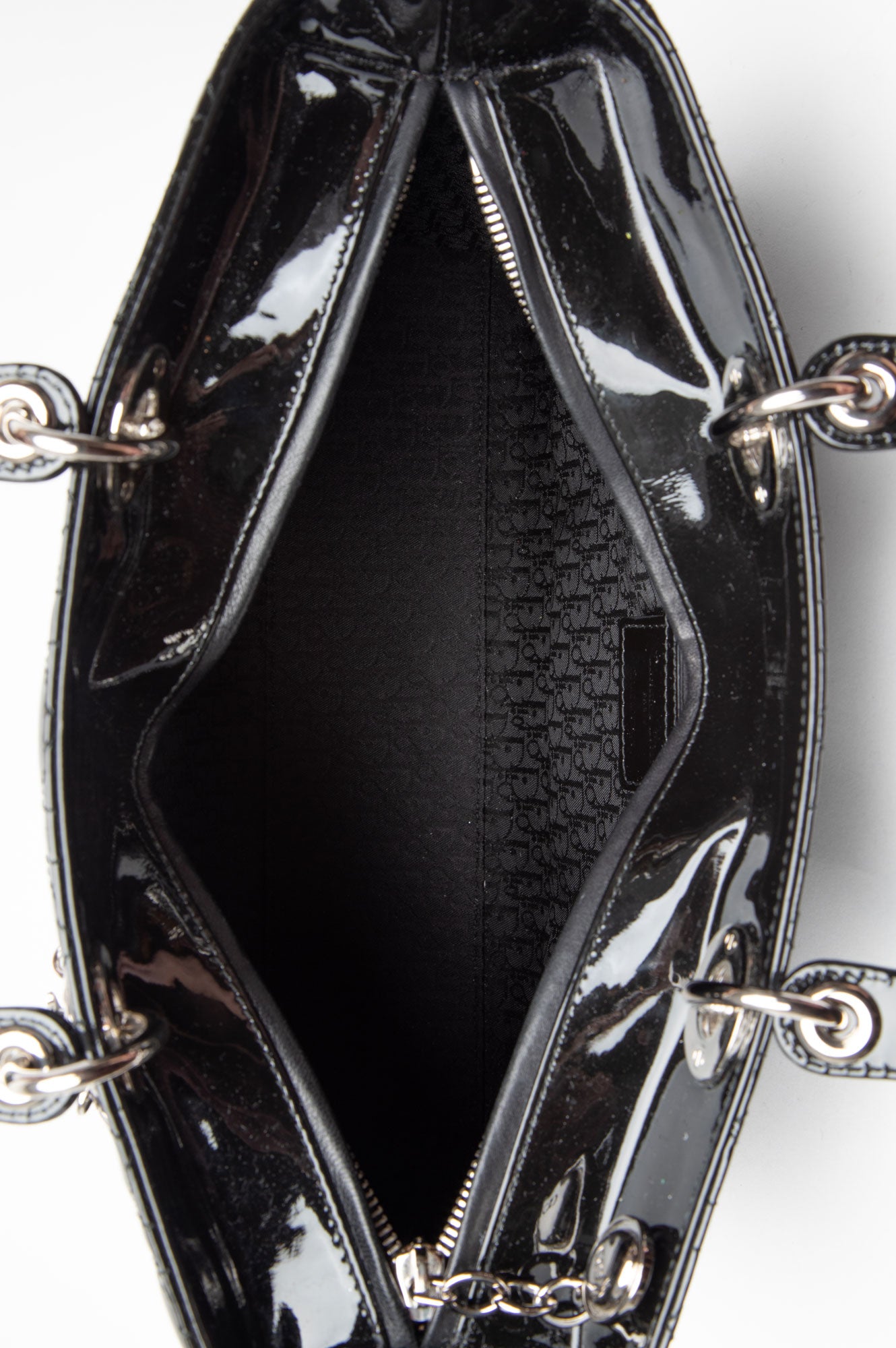 Christian Dior Large Black Patent Lady Dior