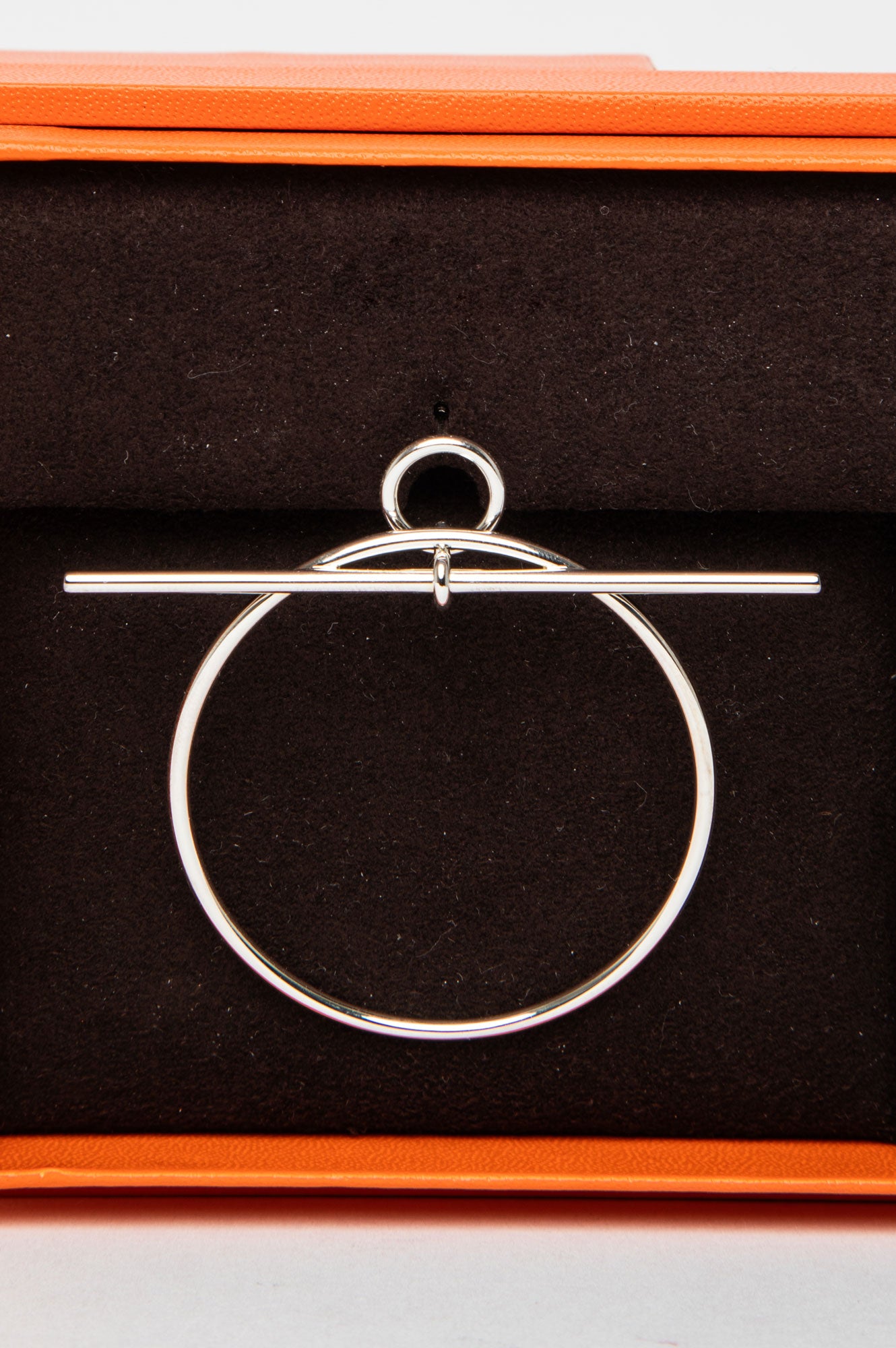 Hermes Silver Loop Earrings, Medium Model
