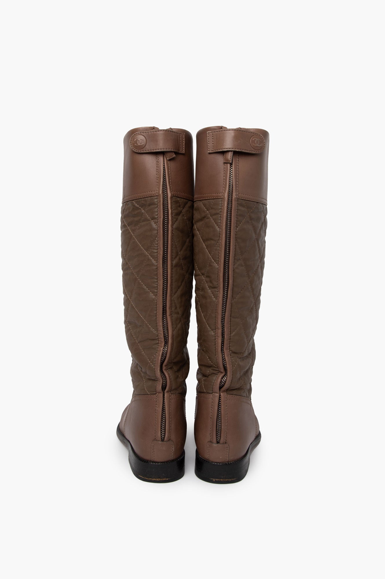 Chanel Taupe High Boots Size 39.5