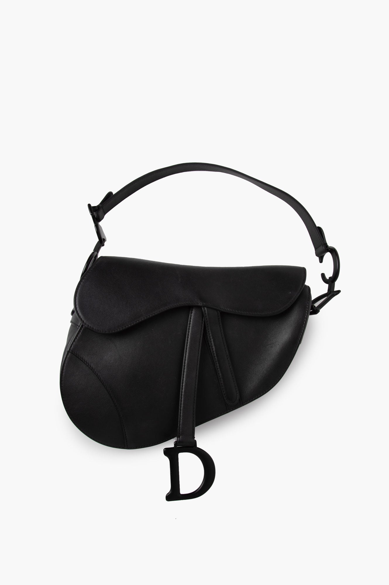 Christian Dior Black Matte Medium Saddle Bag